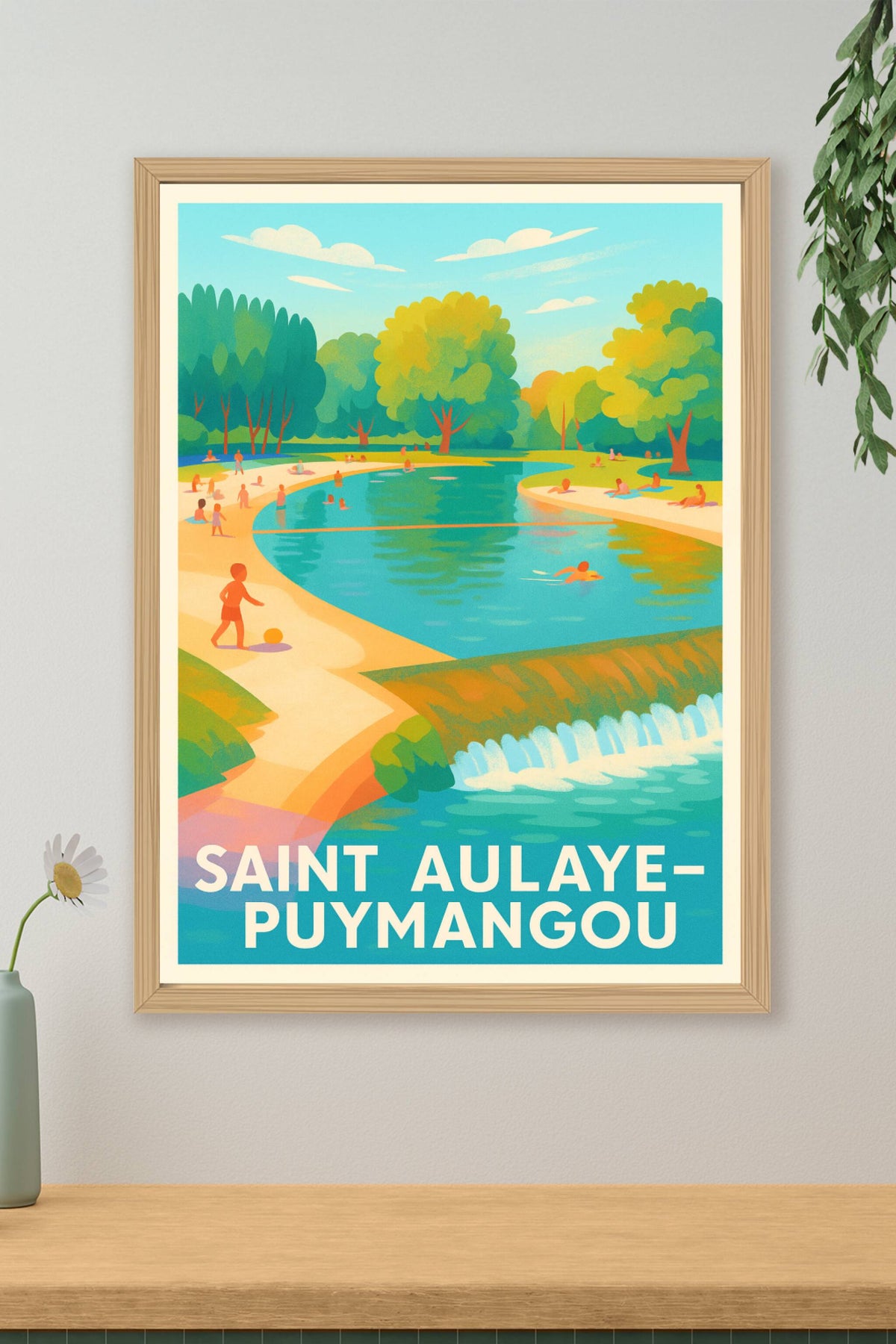 Affiche Saint Aulaye-Puymangou — Évasion et détente au bord de l'eau · poster d'art de Saint Aulaye-Puymangou