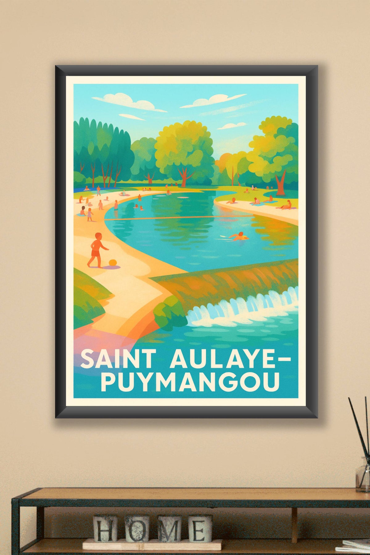 Affiche Saint Aulaye-Puymangou — Évasion et détente au bord de l'eau · poster d'art de Saint Aulaye-Puymangou