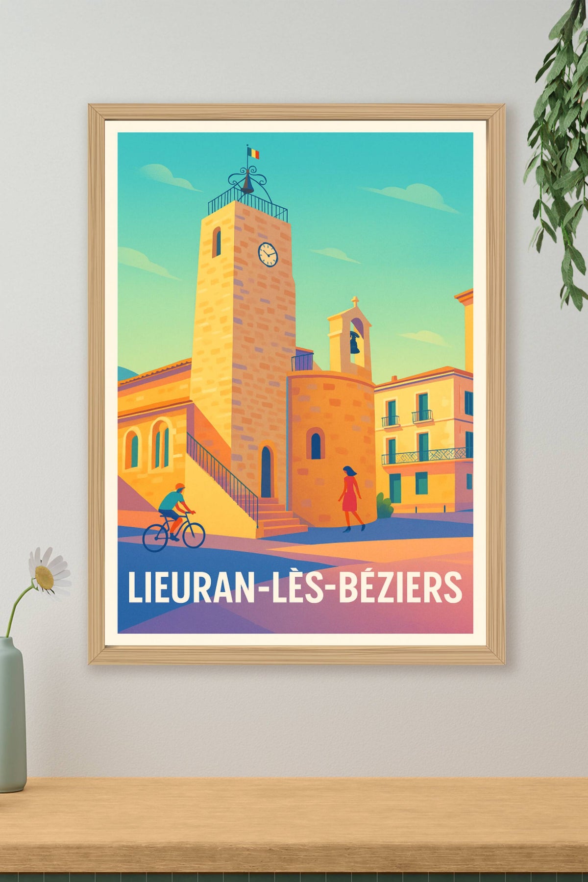 Affiche Lieuran-lès-Béziers — Charme Provençal intemporel · poster d'art de Lieuran-lès-Béziers