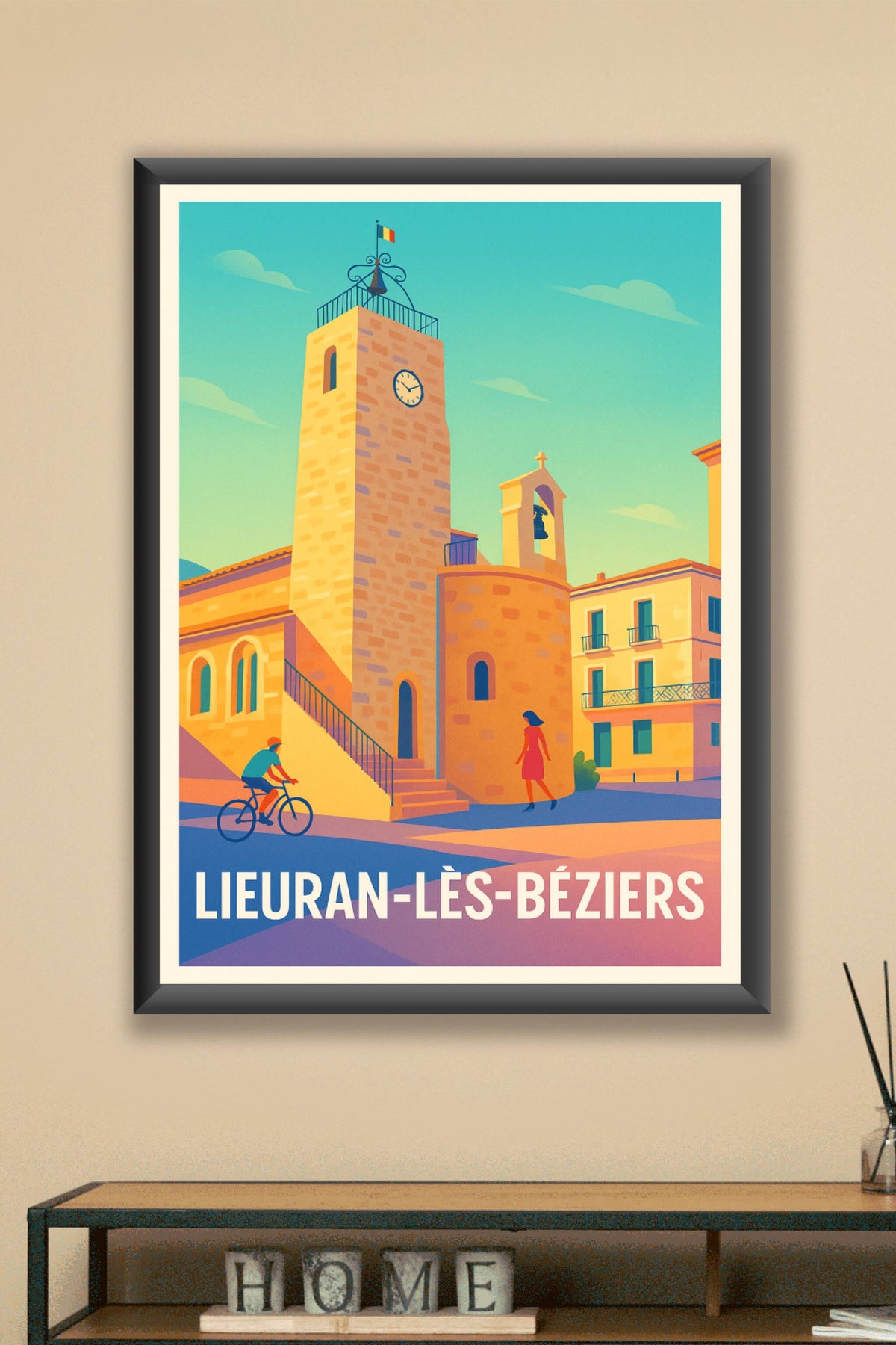 Affiche Lieuran-lès-Béziers — Charme Provençal intemporel · poster d'art de Lieuran-lès-Béziers