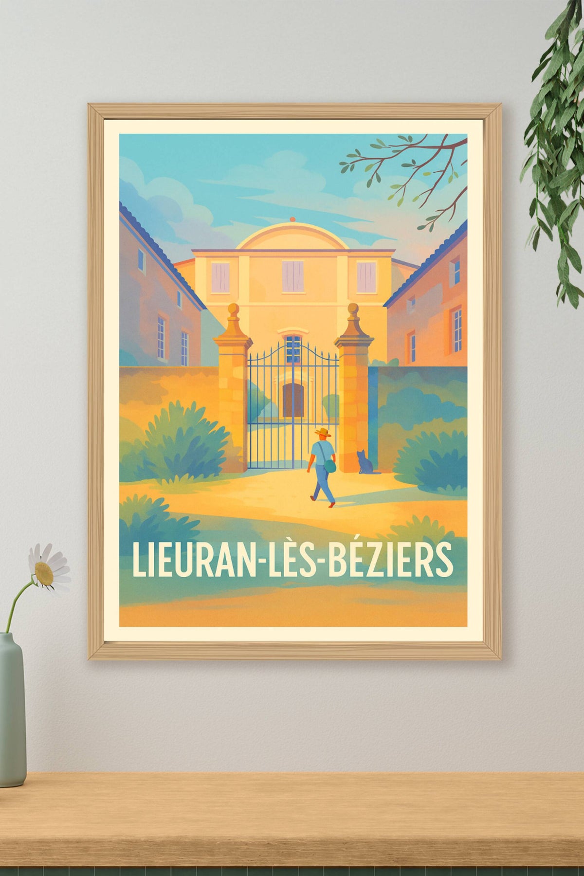 Affiche Lieuran-lès-Béziers — L'élégance du Sud en toute sérénité · poster d'art de Lieuran-lès-Béziers