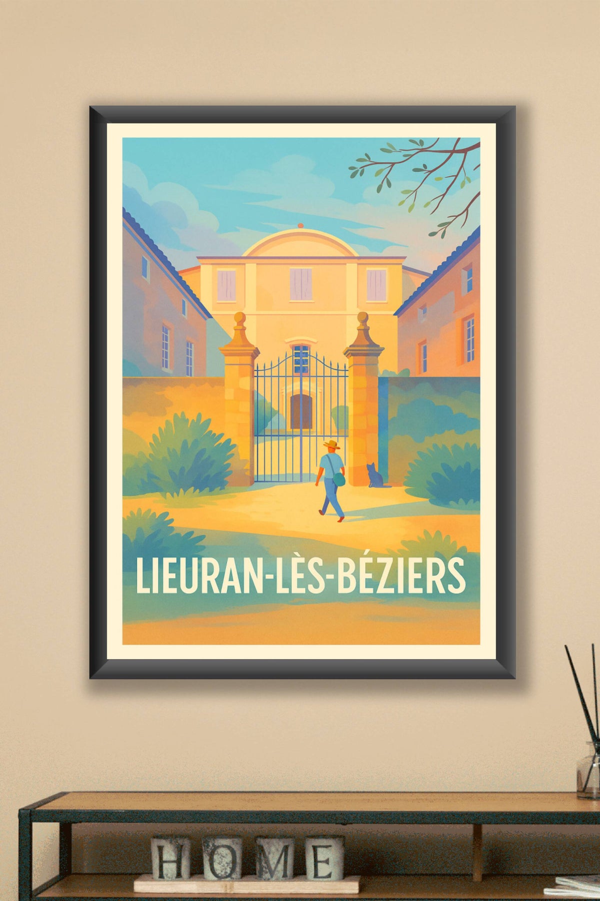 Affiche Lieuran-lès-Béziers — L'élégance du Sud en toute sérénité · poster d'art de Lieuran-lès-Béziers