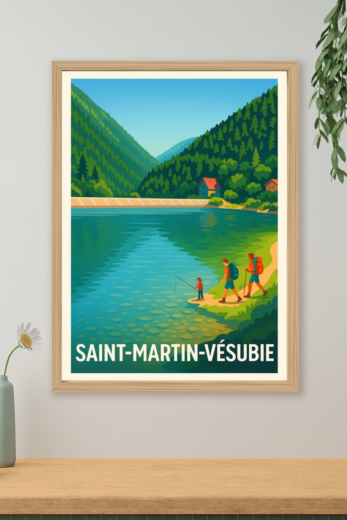 Affiche Saint-Martin-Vésubie — Évasion nature au bord de l'eau · poster d'art de Saint-Martin-Vésubie