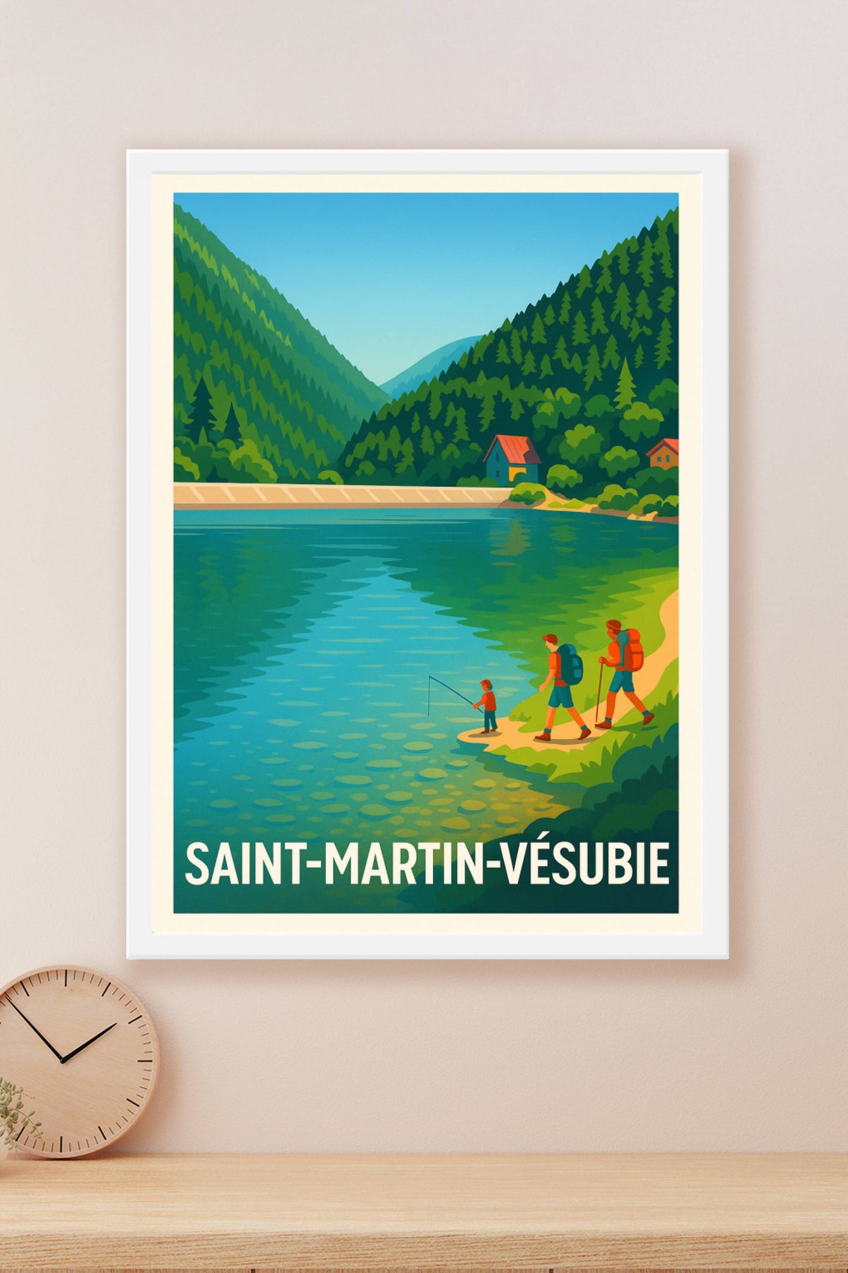 Affiche Saint-Martin-Vésubie — Évasion nature au bord de l'eau · poster d'art de Saint-Martin-Vésubie