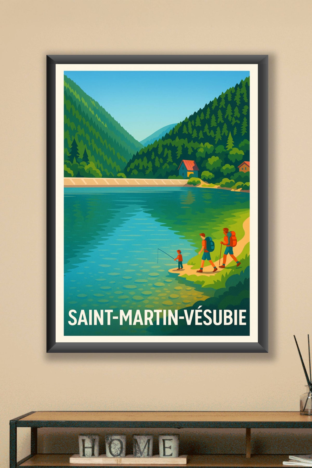 Affiche Saint-Martin-Vésubie — Évasion nature au bord de l'eau · poster d'art de Saint-Martin-Vésubie