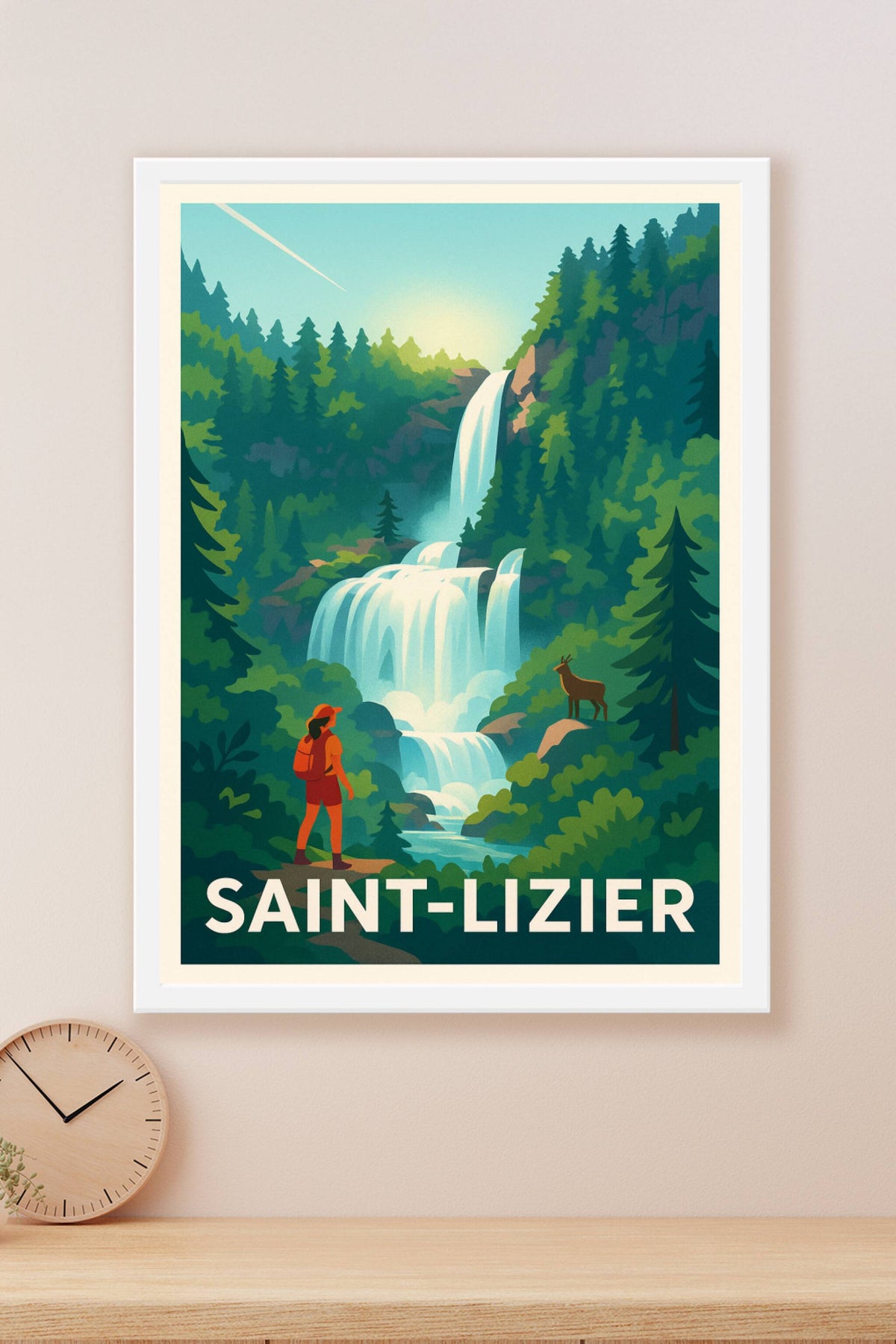 Affiche Saint-Lizier — Évasion nature et cascade majestueuse · poster d'art de Saint-Lizier