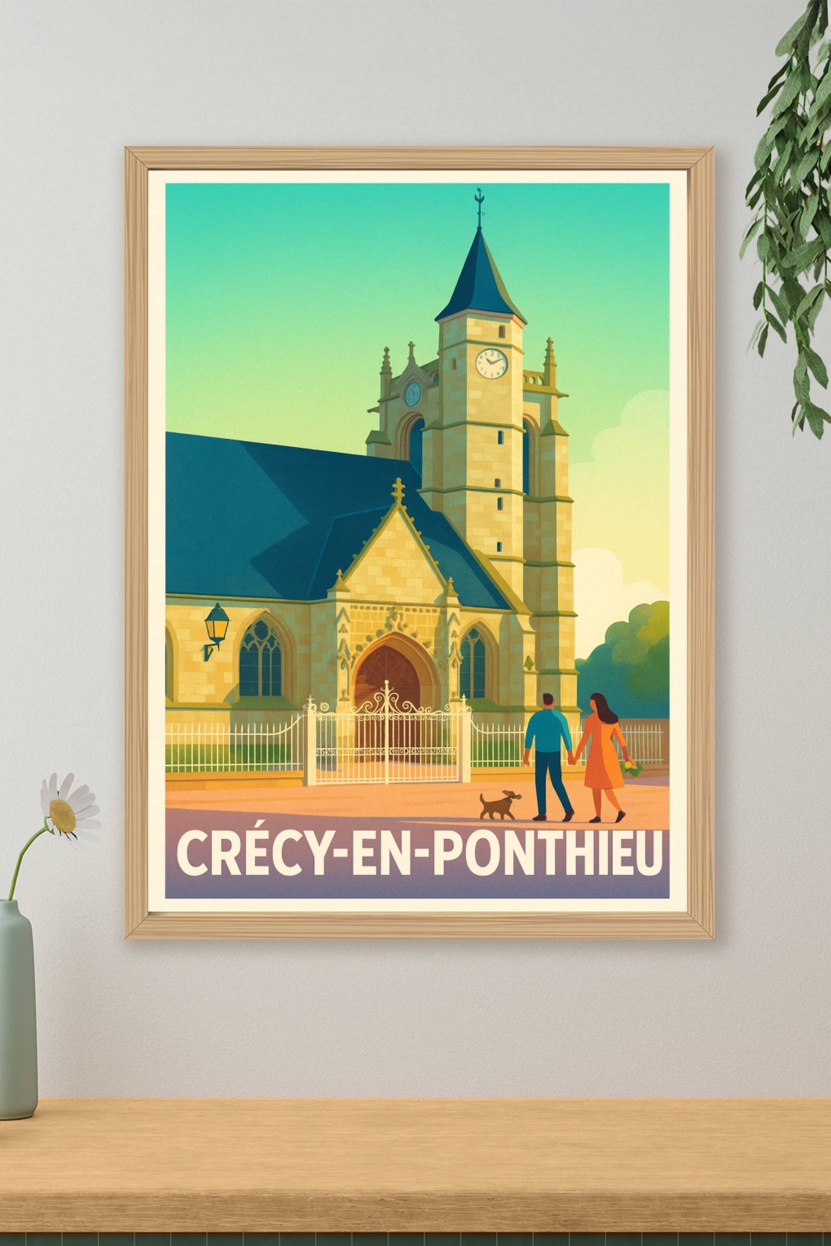 Affiche Crécy-en-Ponthieu — Charme et sérénité à l'heure dorée · poster d'art de Crécy-en-Ponthieu