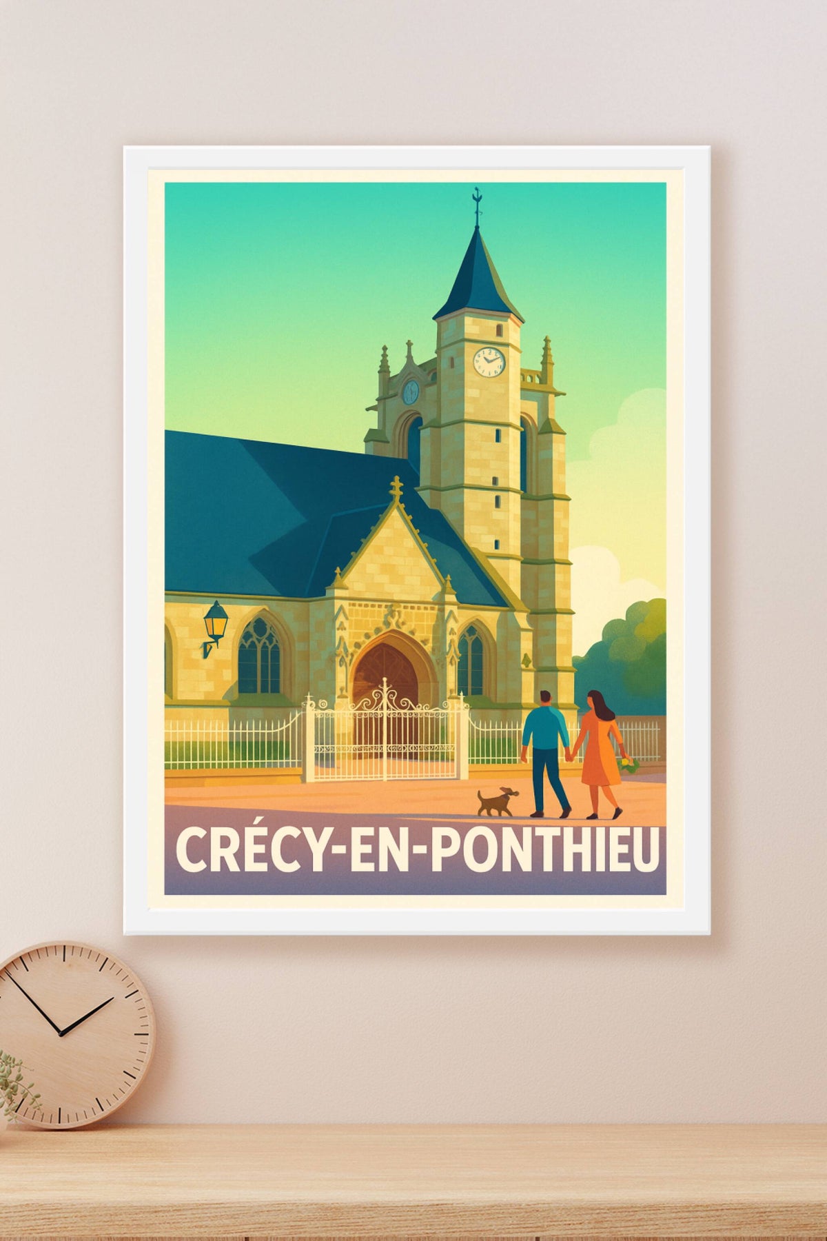 Affiche Crécy-en-Ponthieu — Charme et sérénité à l'heure dorée · poster d'art de Crécy-en-Ponthieu