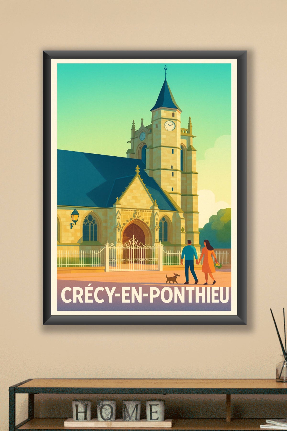 Affiche Crécy-en-Ponthieu — Charme et sérénité à l'heure dorée · poster d'art de Crécy-en-Ponthieu