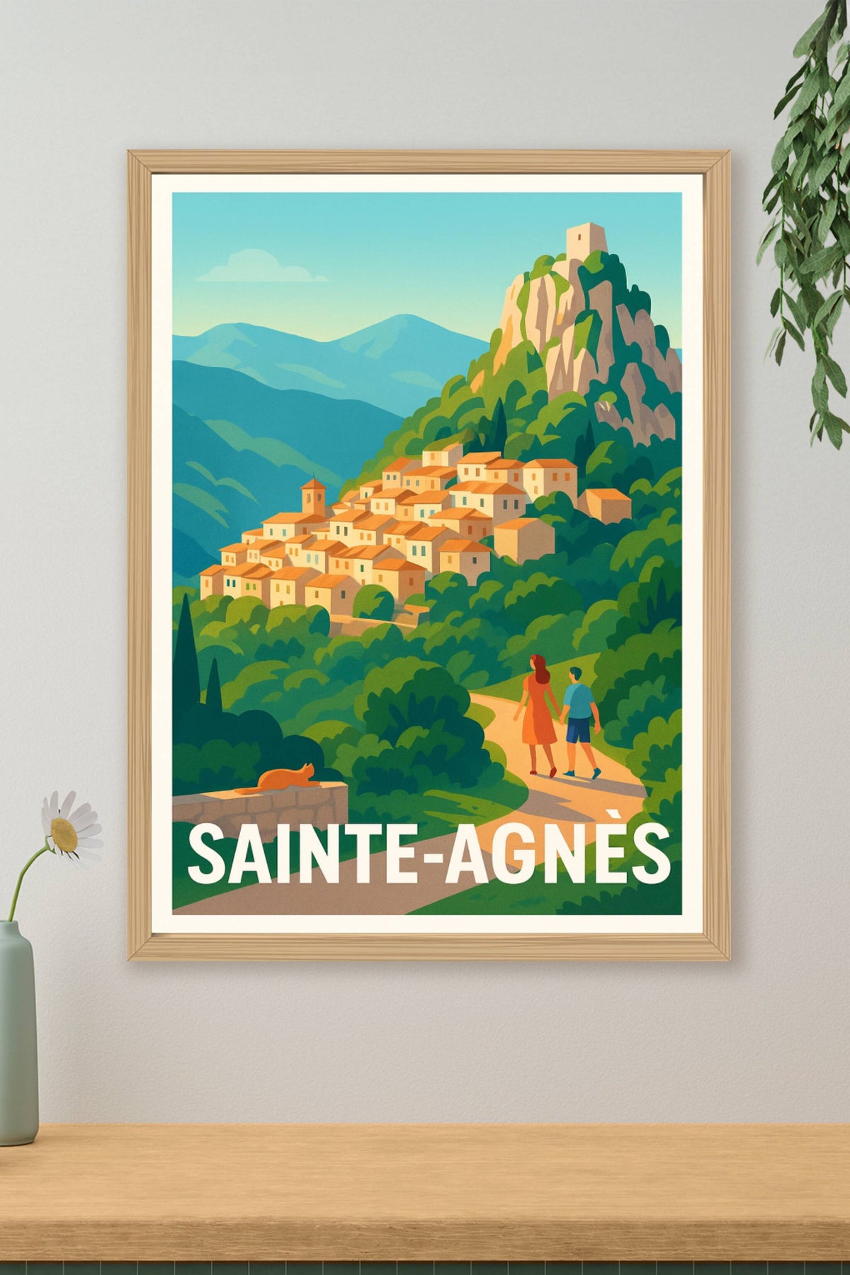 Affiche Sainte-Agnès — L'escapade pittoresque en pleine nature · poster d'art de Sainte-Agnès