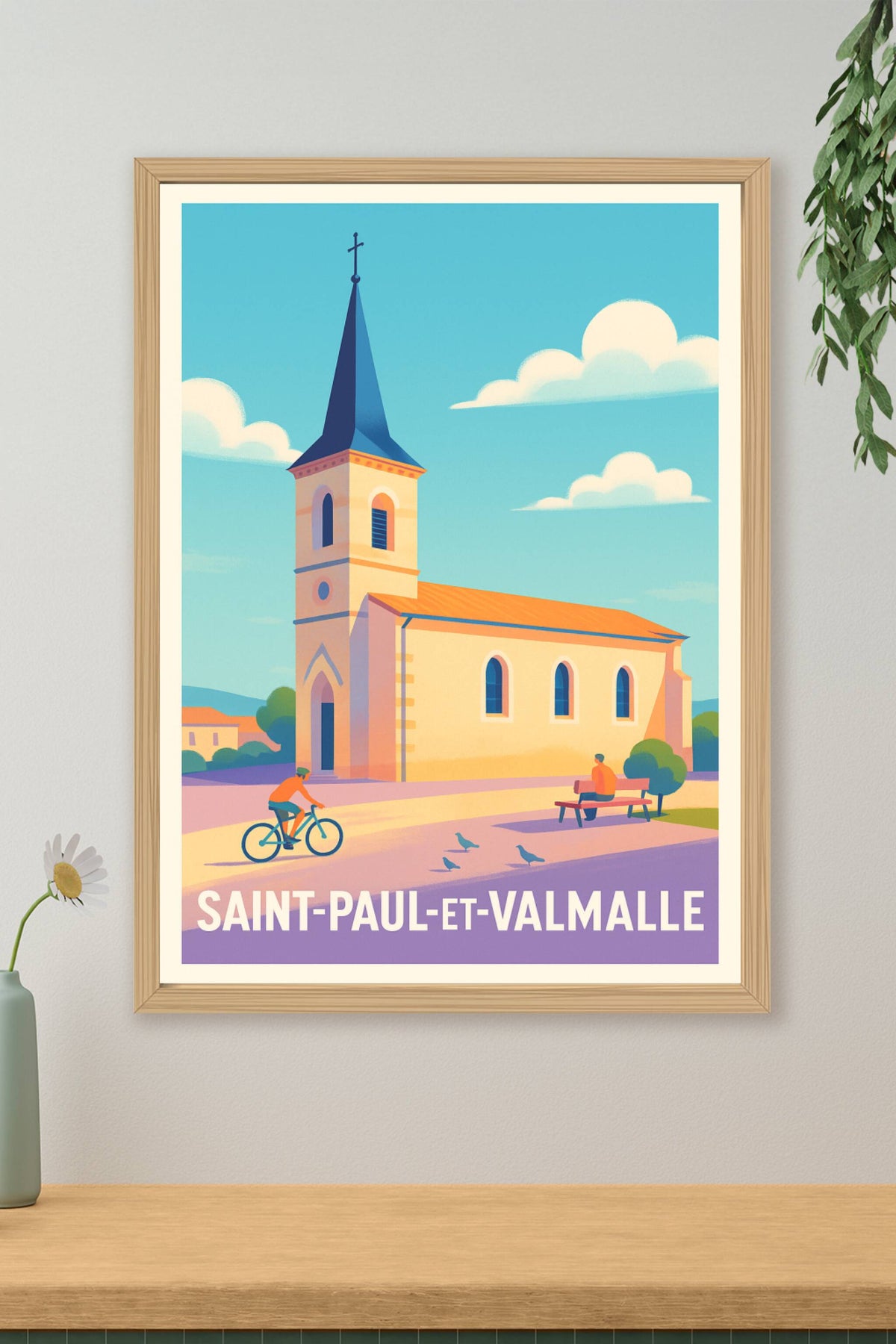 Affiche Saint-Paul-et-Valmalle — Charme paisible du village occitan · poster d'art de Saint-Paul-et-Valmalle