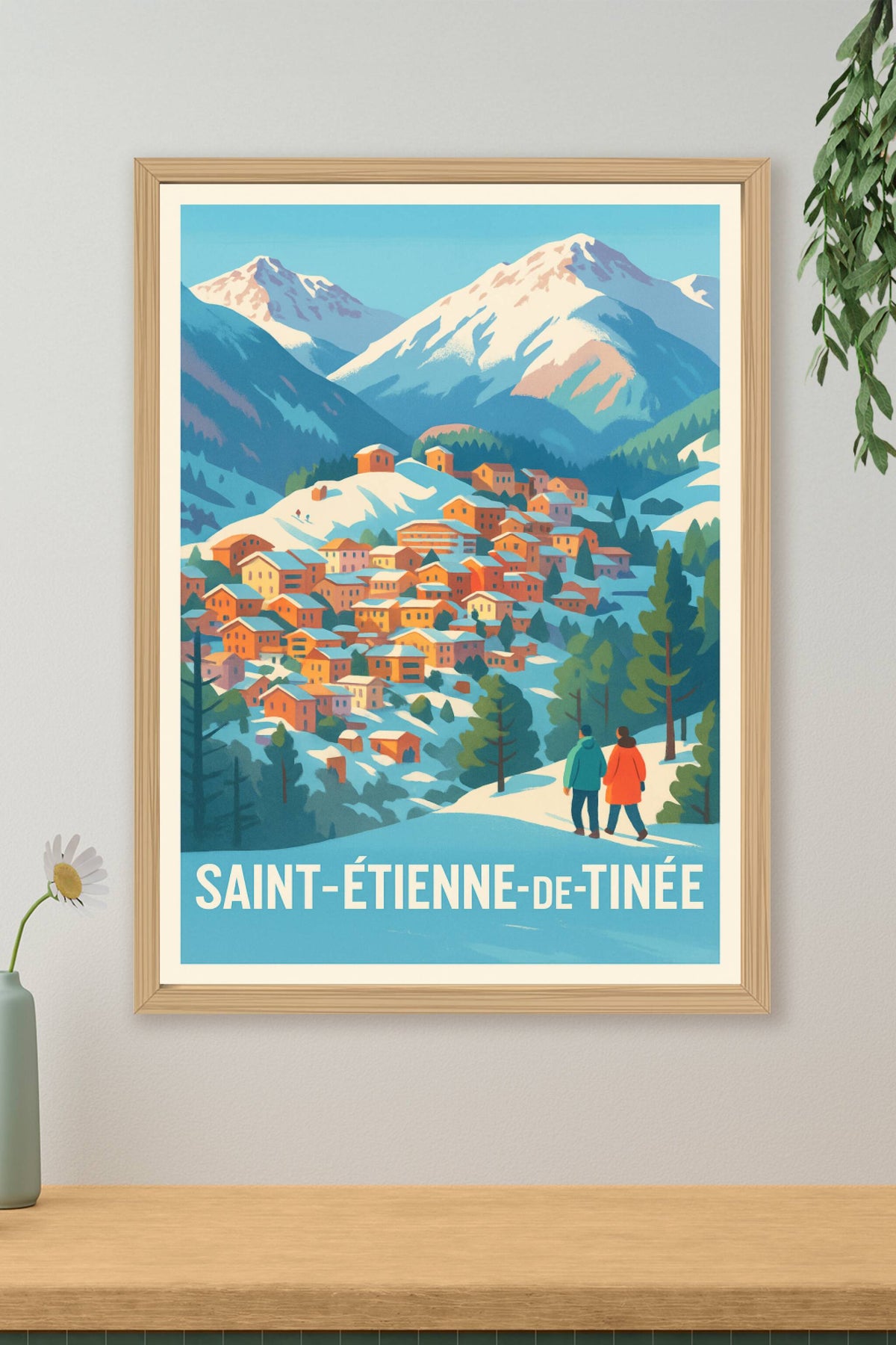 Affiche Saint-Étienne-de-Tinée — Charme hivernal au cœur des Alpes · poster d'art de Saint-Étienne-de-Tinée