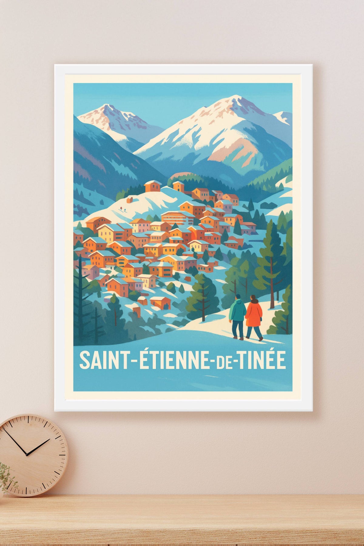 Affiche Saint-Étienne-de-Tinée — Charme hivernal au cœur des Alpes · poster d'art de Saint-Étienne-de-Tinée