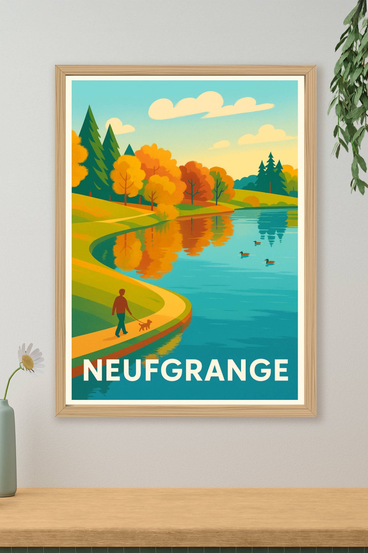 Affiche Neufgrange — Balade sereine au bord de l'eau · poster d'art de Neufgrange