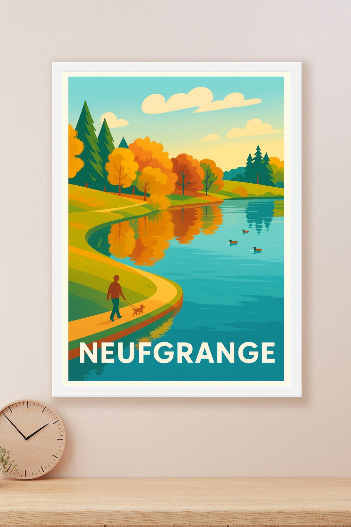 Affiche Neufgrange — Balade sereine au bord de l'eau · poster d'art de Neufgrange