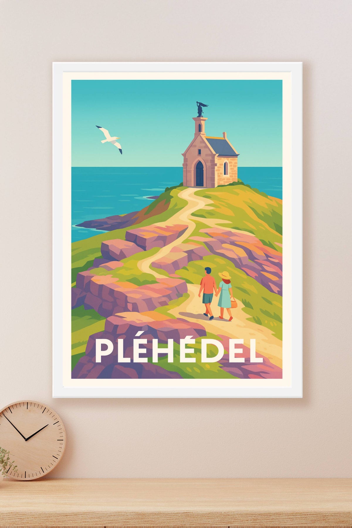 Affiche Pléhédel — Promenade romantique au bord de la mer · poster d'art de Pléhédel