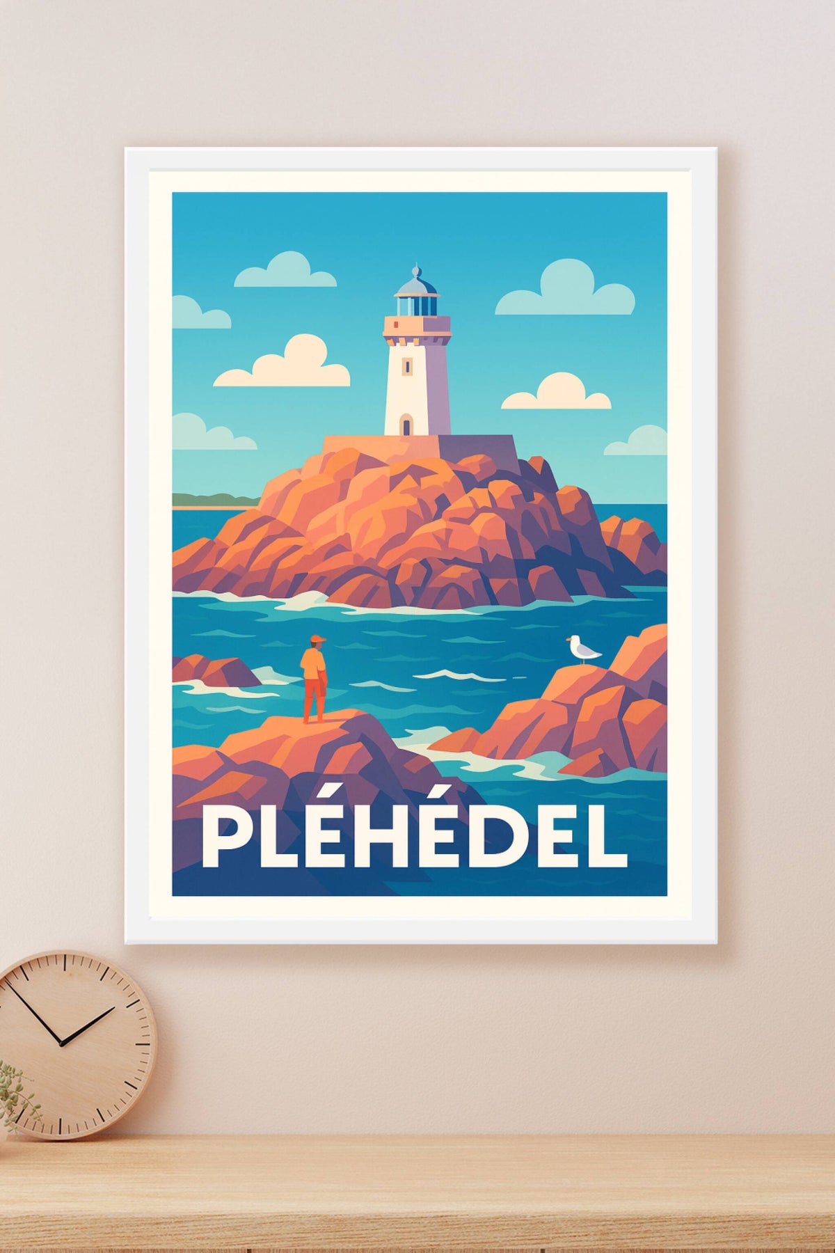 Affiche Pléhédel — L'envoûtant phare sur les rochers bretons · poster d'art de Pléhédel