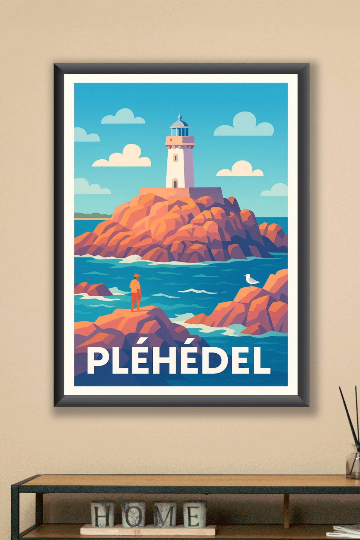 Affiche Pléhédel — L'envoûtant phare sur les rochers bretons · poster d'art de Pléhédel