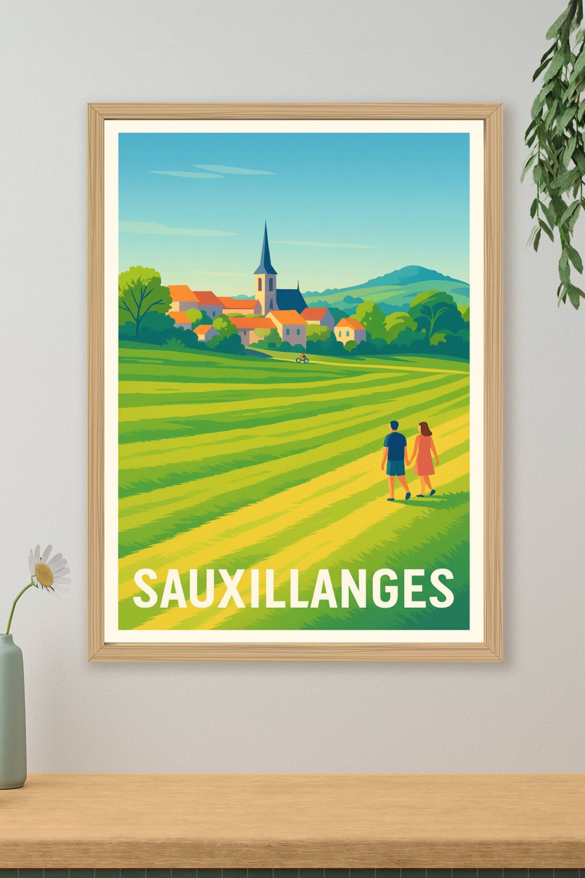 Affiche Sauxillanges — Charmant village au cœur de la nature · poster d'art de Sauxillanges