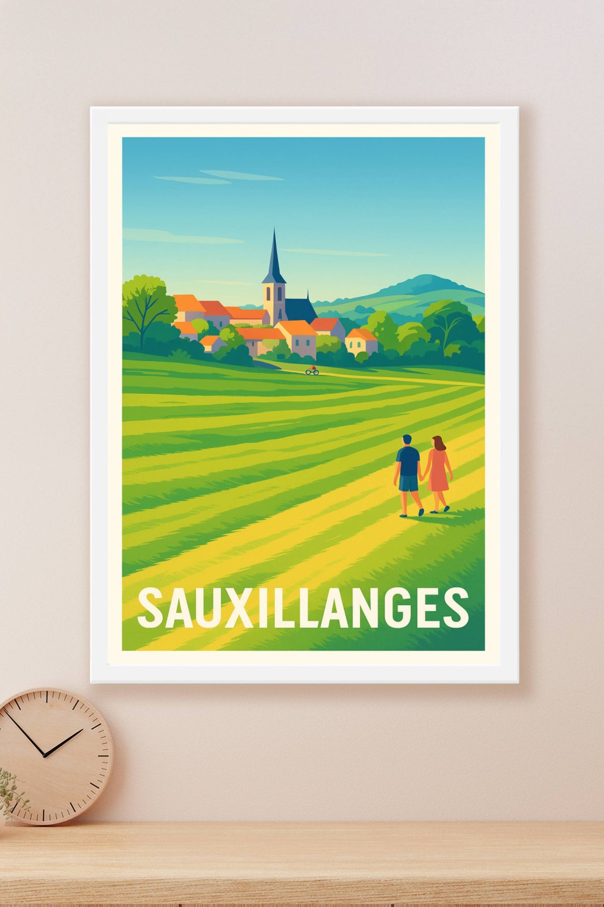 Affiche Sauxillanges — Charmant village au cœur de la nature · poster d'art de Sauxillanges