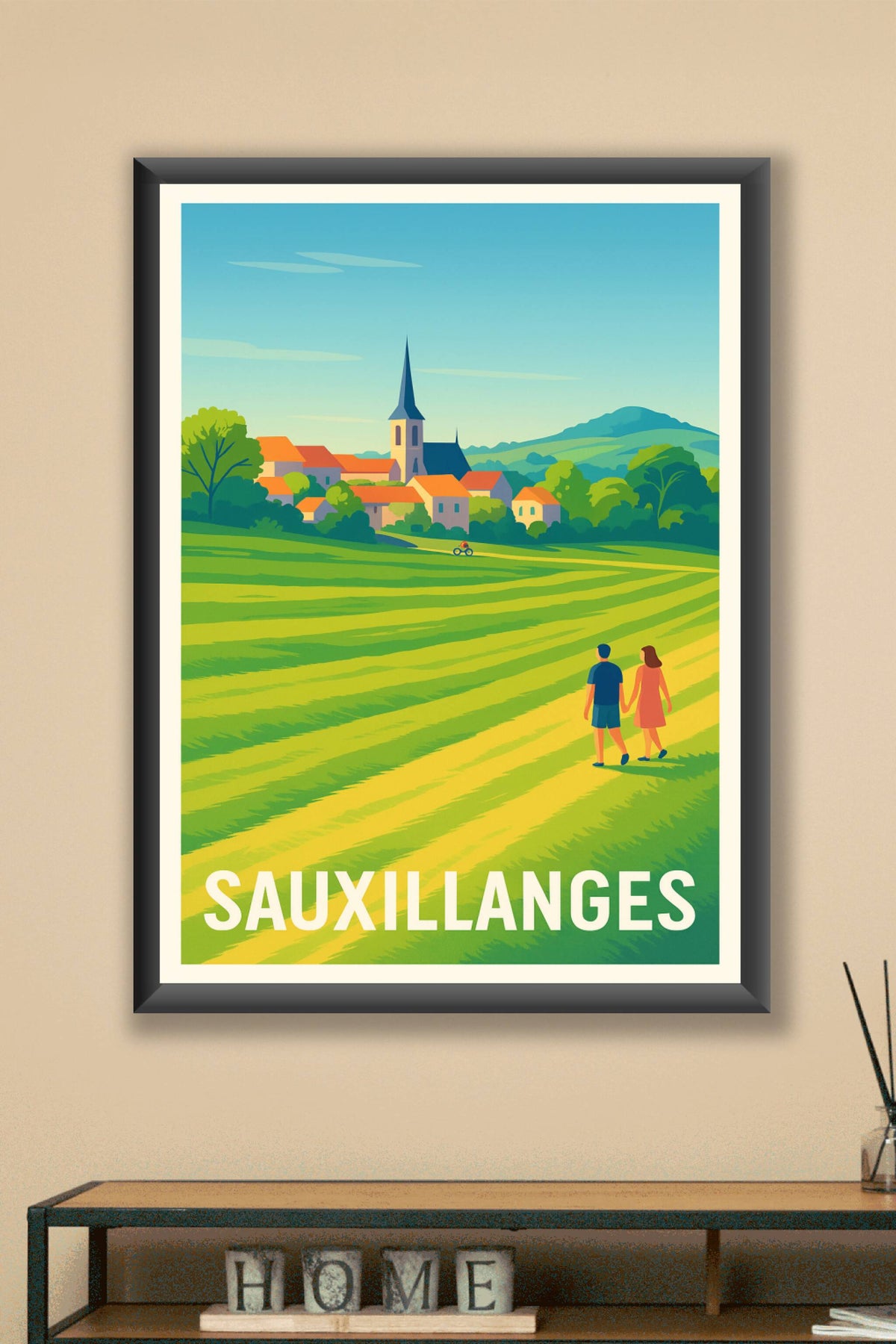 Affiche Sauxillanges — Charmant village au cœur de la nature · poster d'art de Sauxillanges