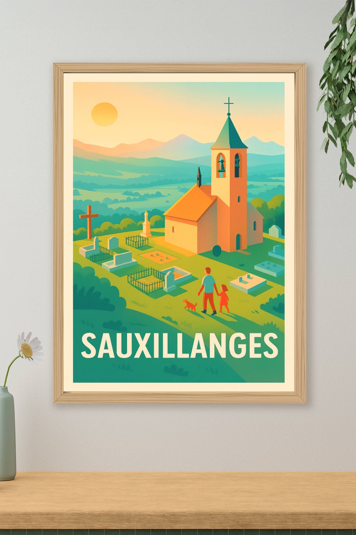 Affiche Sauxillanges — Un havre de paix au cœur de l'Auvergne · poster d'art de Sauxillanges