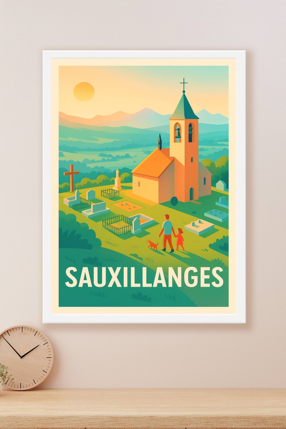 Affiche Sauxillanges — Un havre de paix au cœur de l'Auvergne · poster d'art de Sauxillanges