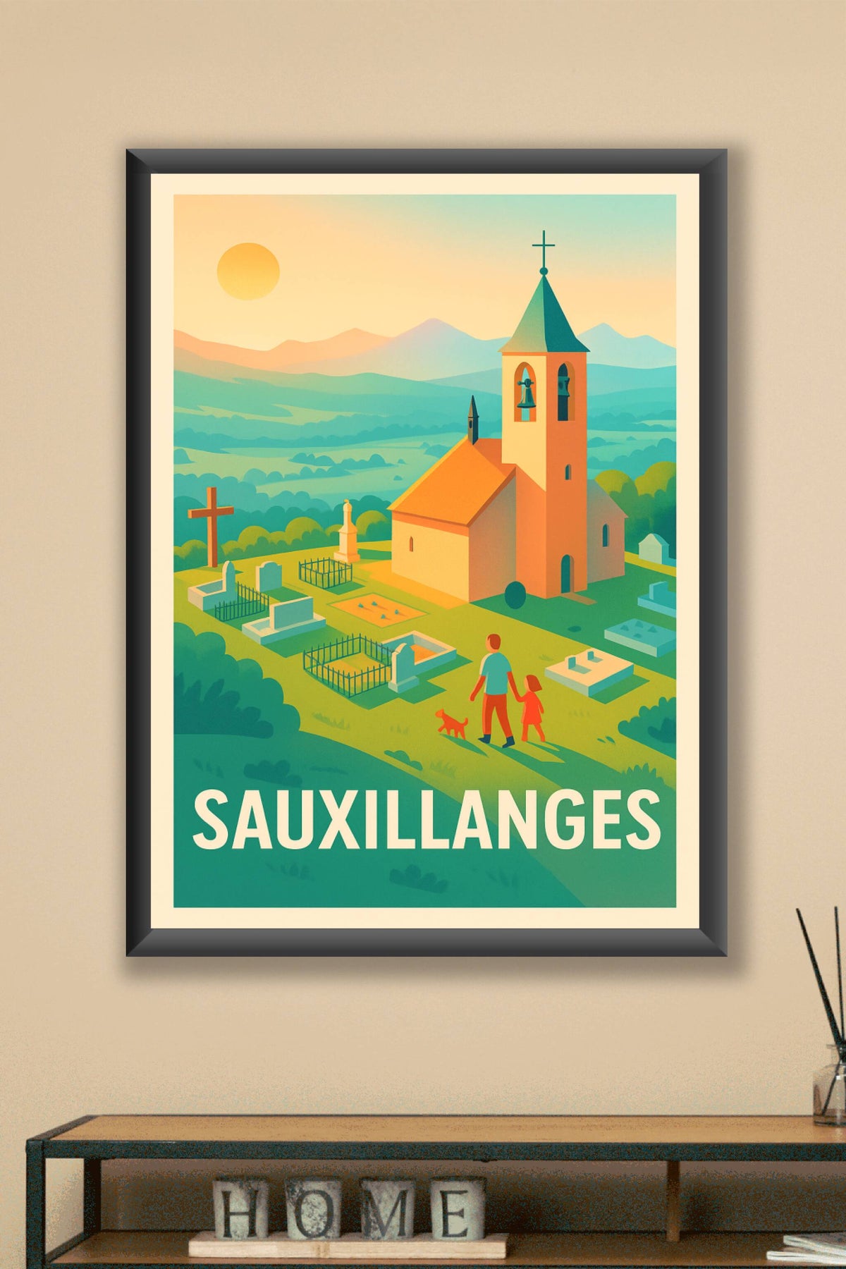Affiche Sauxillanges — Un havre de paix au cœur de l'Auvergne · poster d'art de Sauxillanges