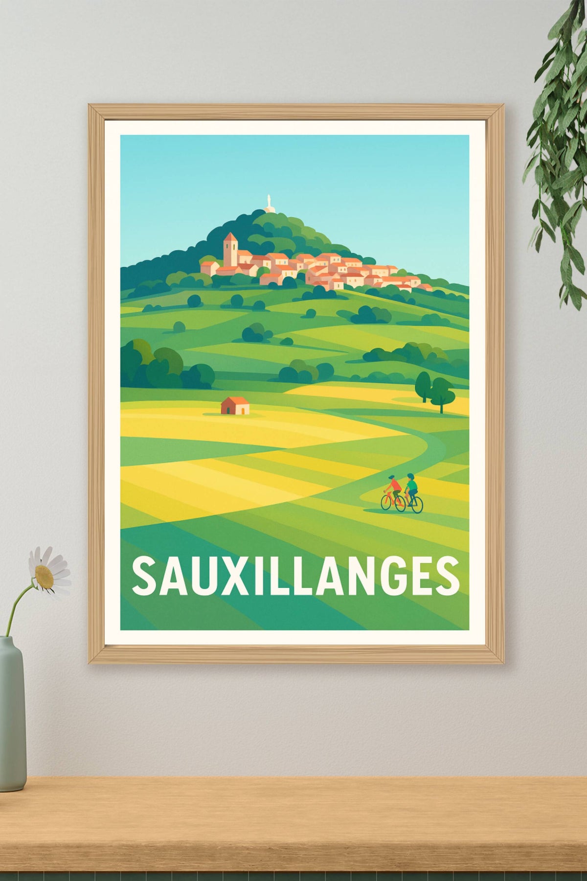 Affiche Sauxillanges — Escapade bucolique au cœur de la nature · poster d'art de Sauxillanges
