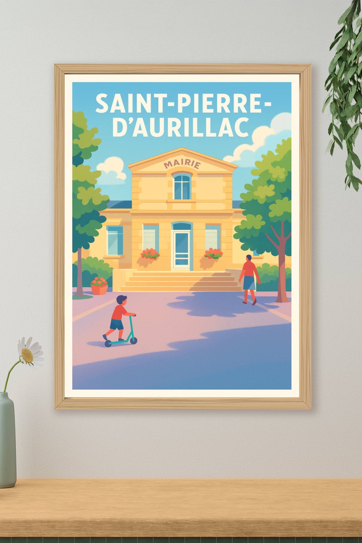 Affiche Saint-Pierre-d'Aurillac — Le charme tranquille de la mairie · poster d'art de Saint-Pierre-d'Aurillac