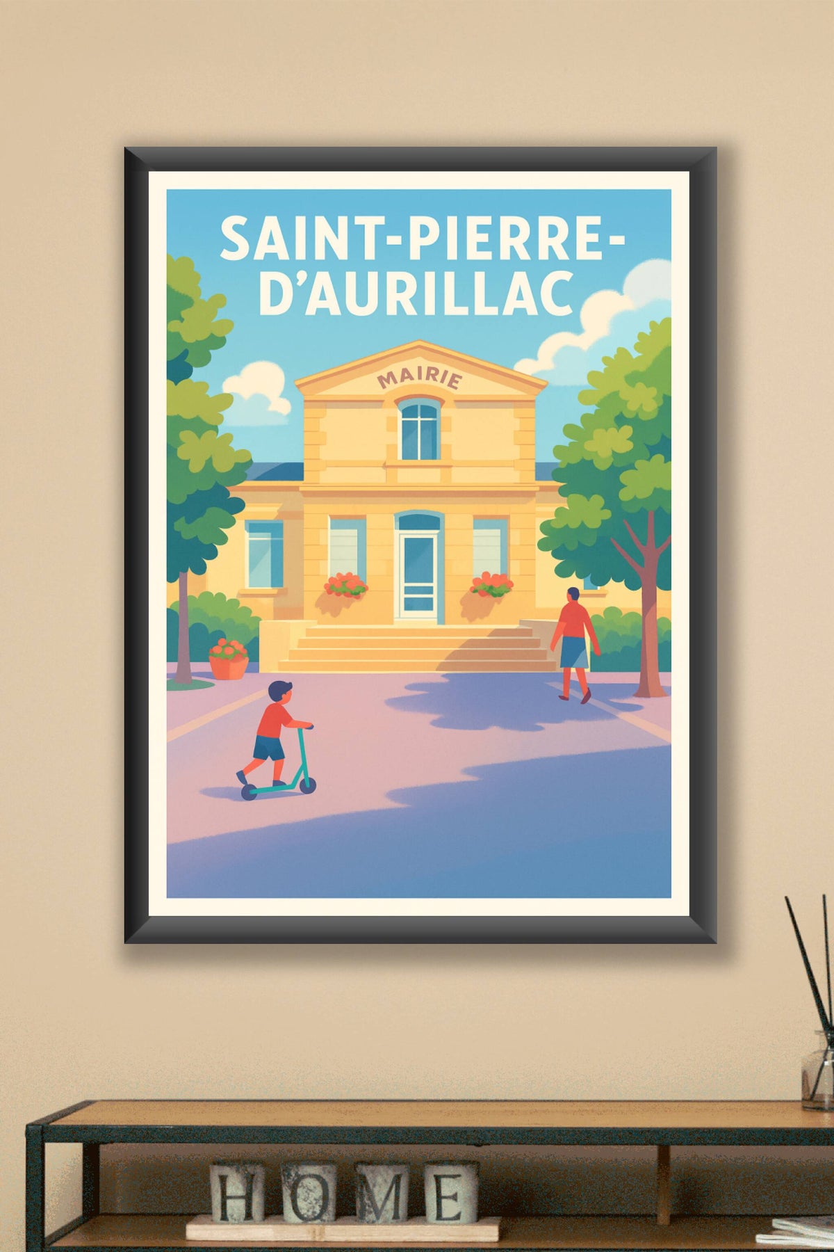 Affiche Saint-Pierre-d'Aurillac — Le charme tranquille de la mairie · poster d'art de Saint-Pierre-d'Aurillac