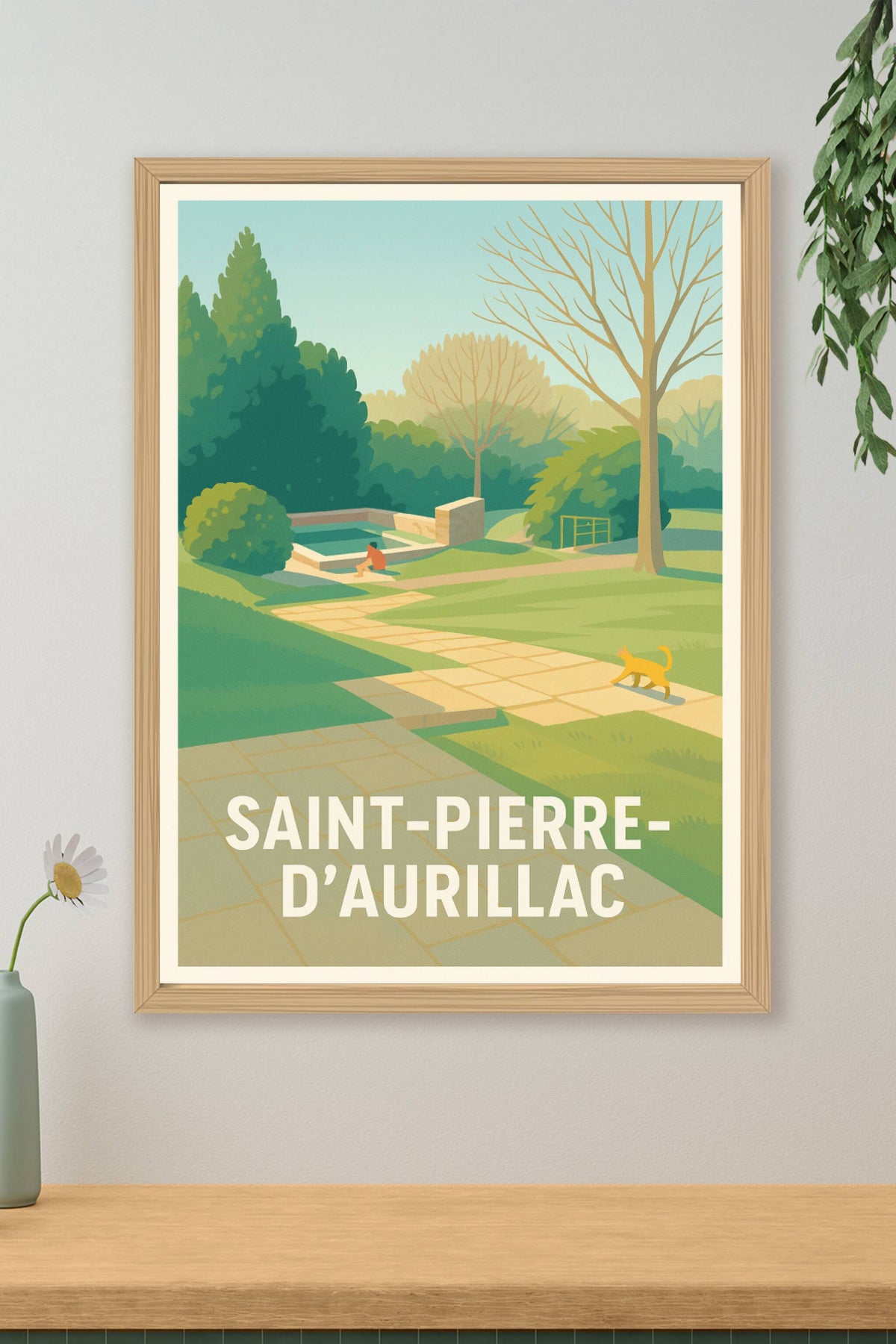 Affiche Saint-Pierre-d'Aurillac — Havre de paix et nature · poster d'art de Saint-Pierre-d'Aurillac