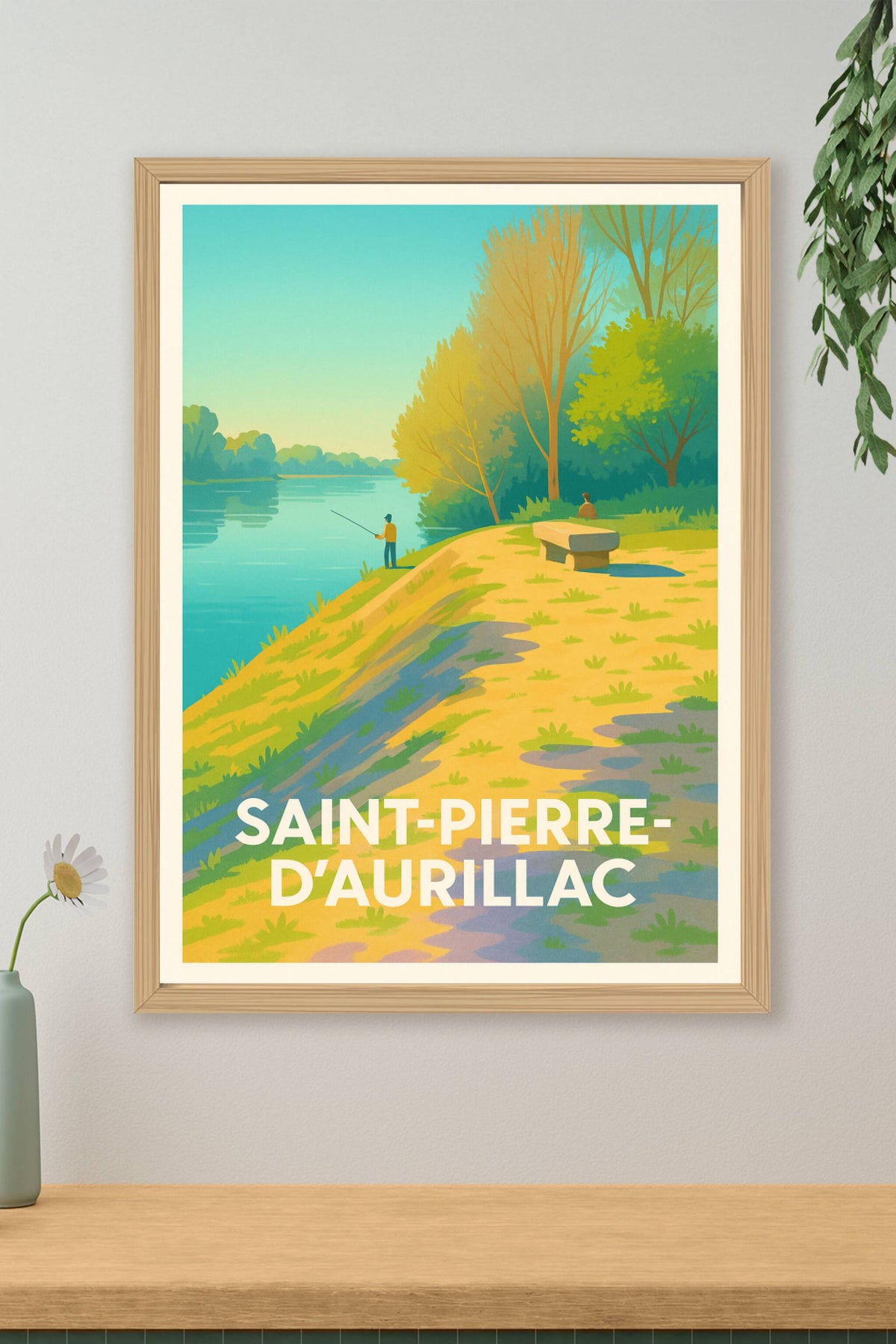 Affiche Saint-Pierre-d'Aurillac — Sérénité au bord de l'eau · poster d'art de Saint-Pierre-d'Aurillac