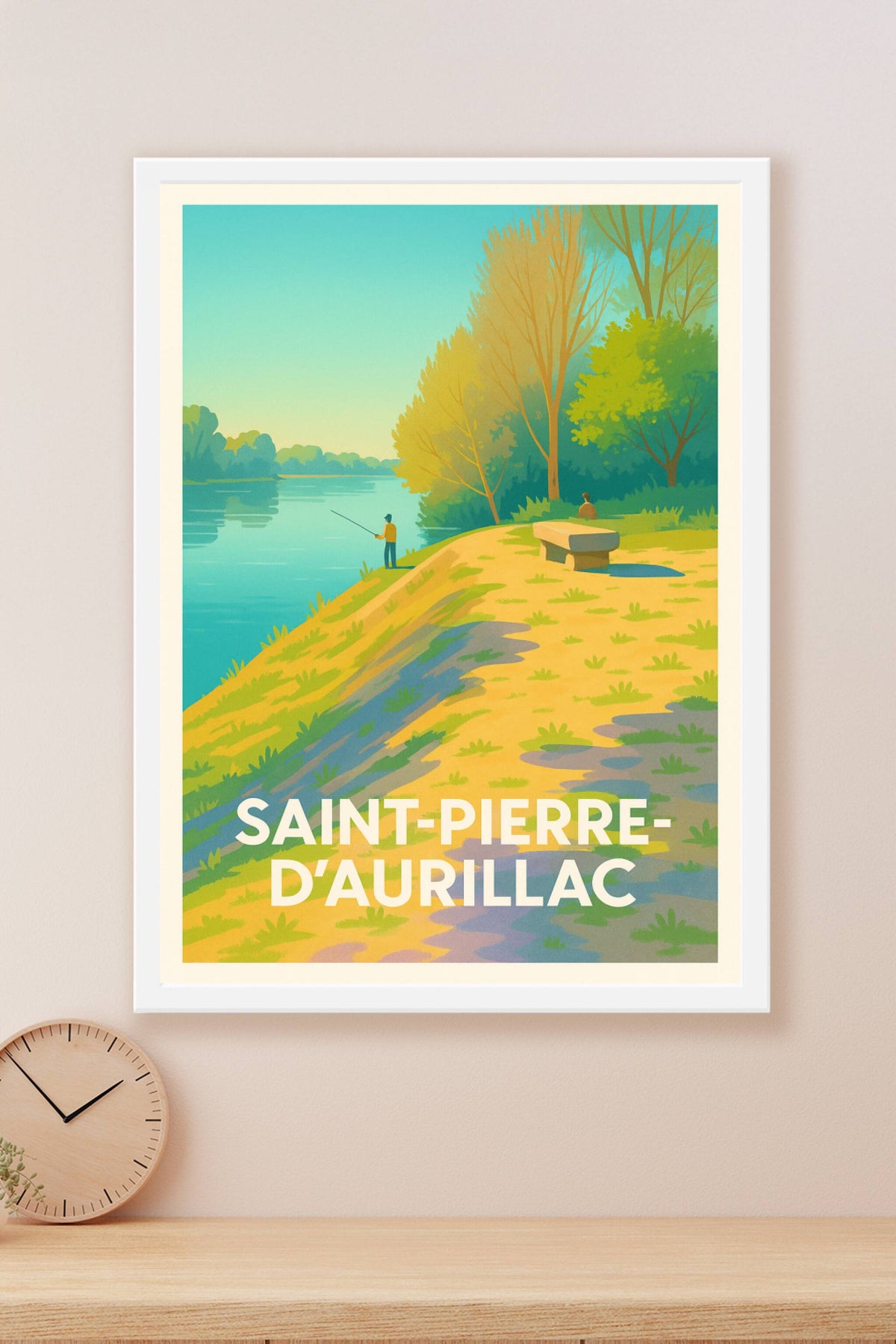 Affiche Saint-Pierre-d'Aurillac — Sérénité au bord de l'eau · poster d'art de Saint-Pierre-d'Aurillac