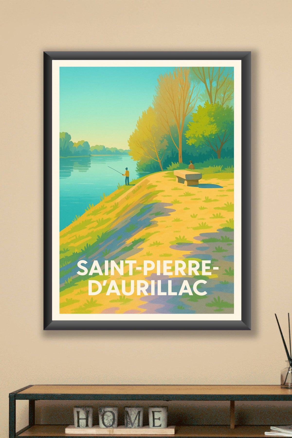 Affiche Saint-Pierre-d'Aurillac — Sérénité au bord de l'eau · poster d'art de Saint-Pierre-d'Aurillac