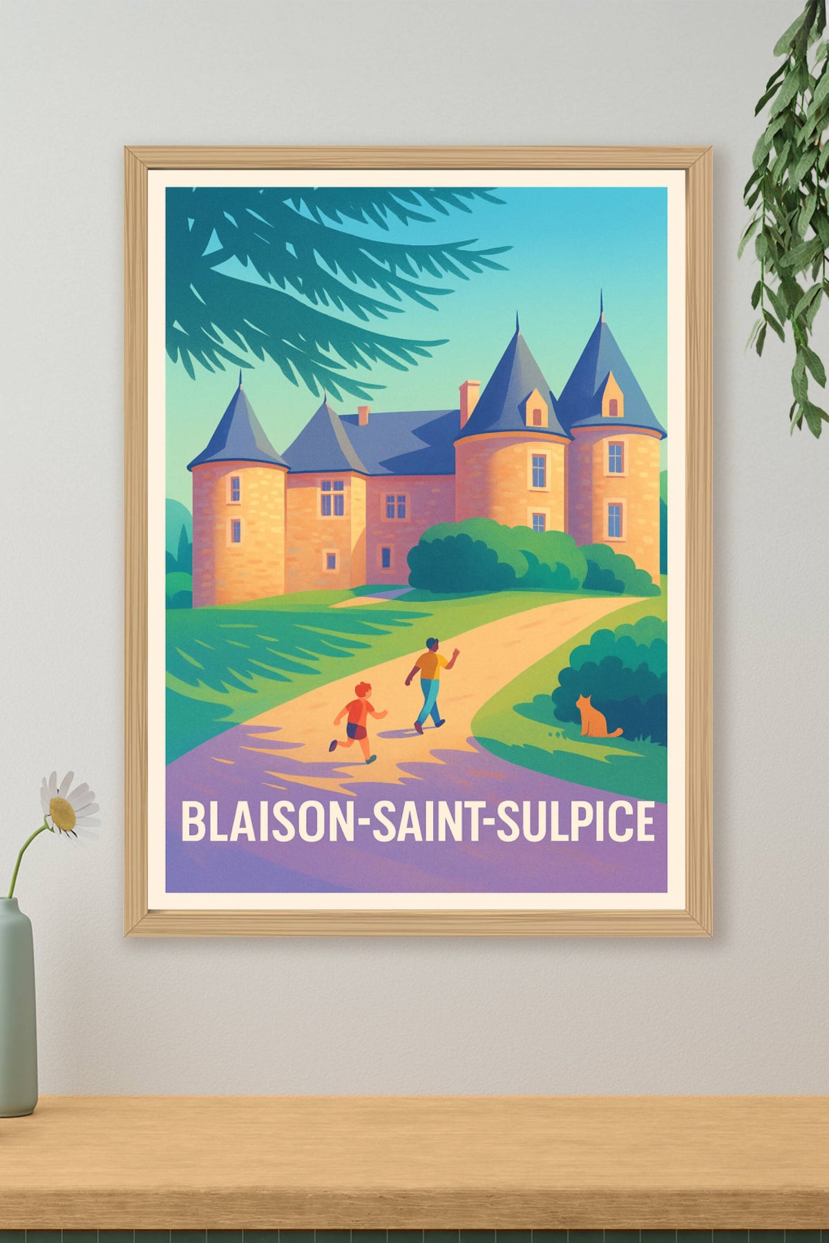 Affiche Blaison-Saint-Sulpice — Charme et sérénité au château · poster d'art de Blaison-Saint-Sulpice