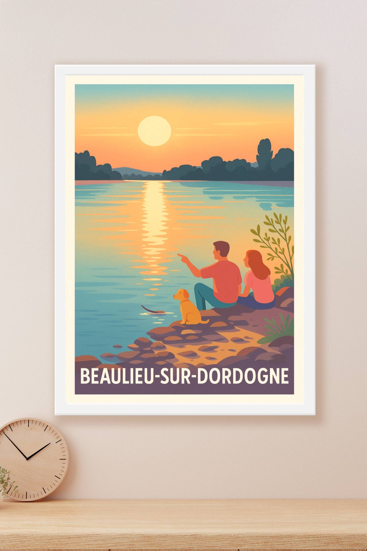 Affiche Beaulieu-sur-Dordogne — Sérénité au bord de l'eau · poster d'art de Beaulieu-sur-Dordogne
