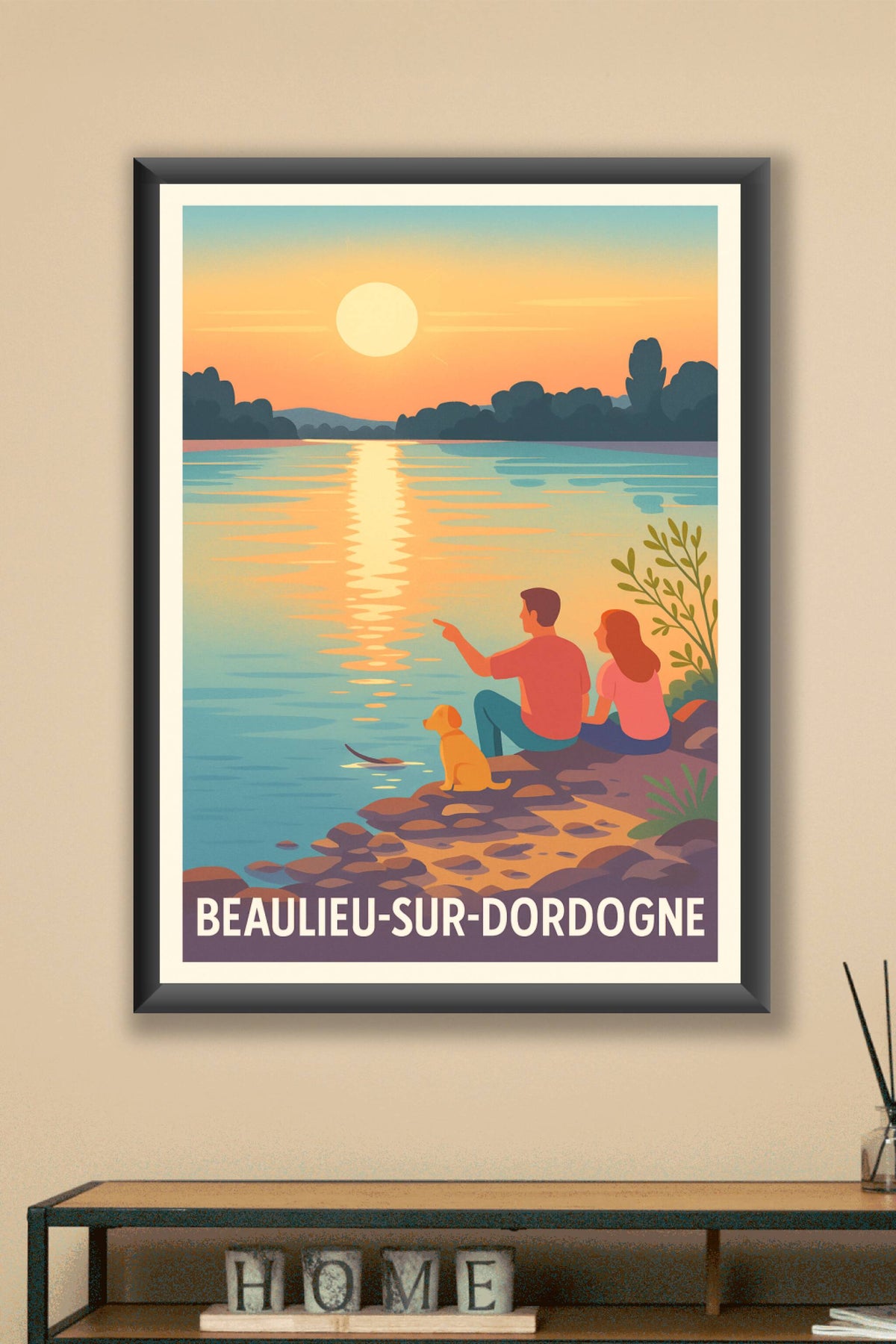 Affiche Beaulieu-sur-Dordogne — Sérénité au bord de l'eau · poster d'art de Beaulieu-sur-Dordogne