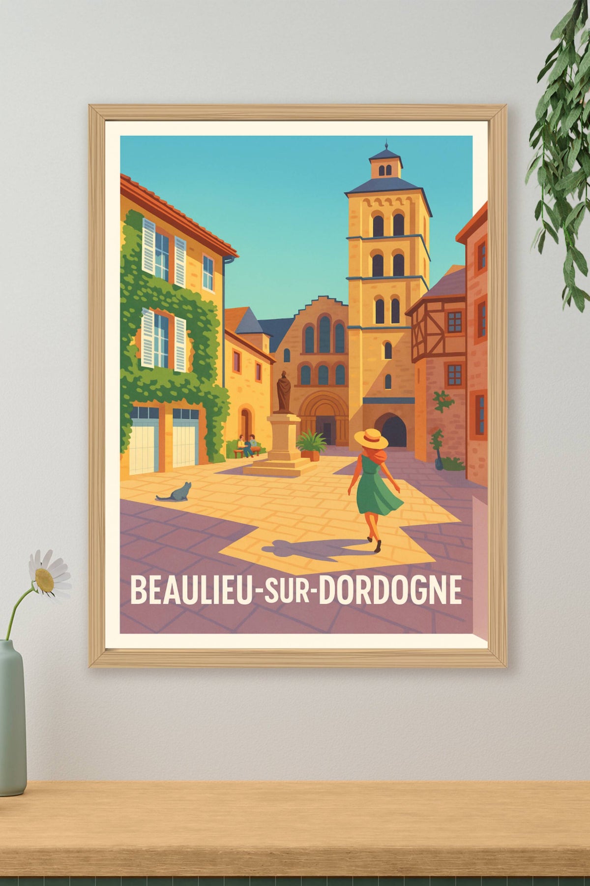Affiche Beaulieu-sur-Dordogne — Charme intemporel au cœur du village · poster d'art de Beaulieu-sur-Dordogne