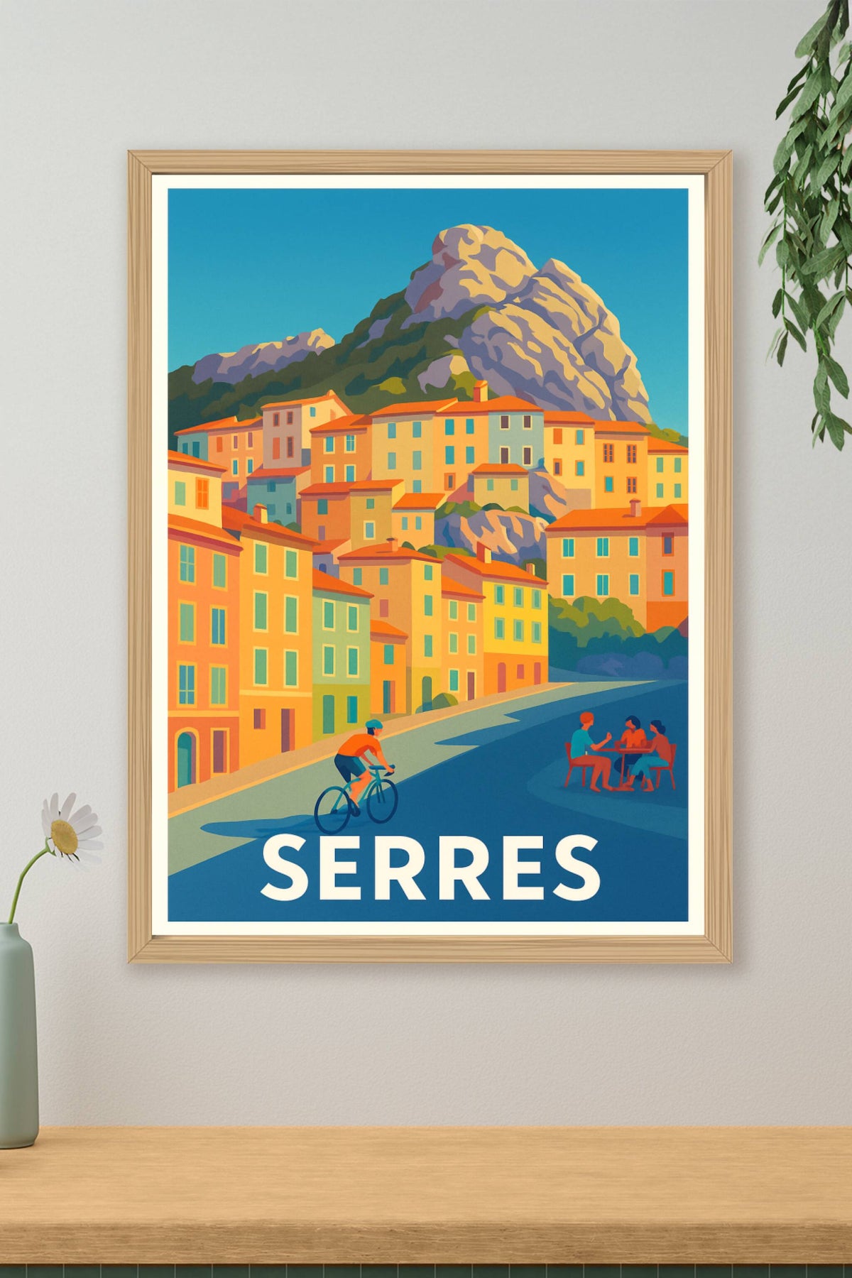 Affiche Serres — Charme lumineux au pied des montagnes · poster d'art de Serres