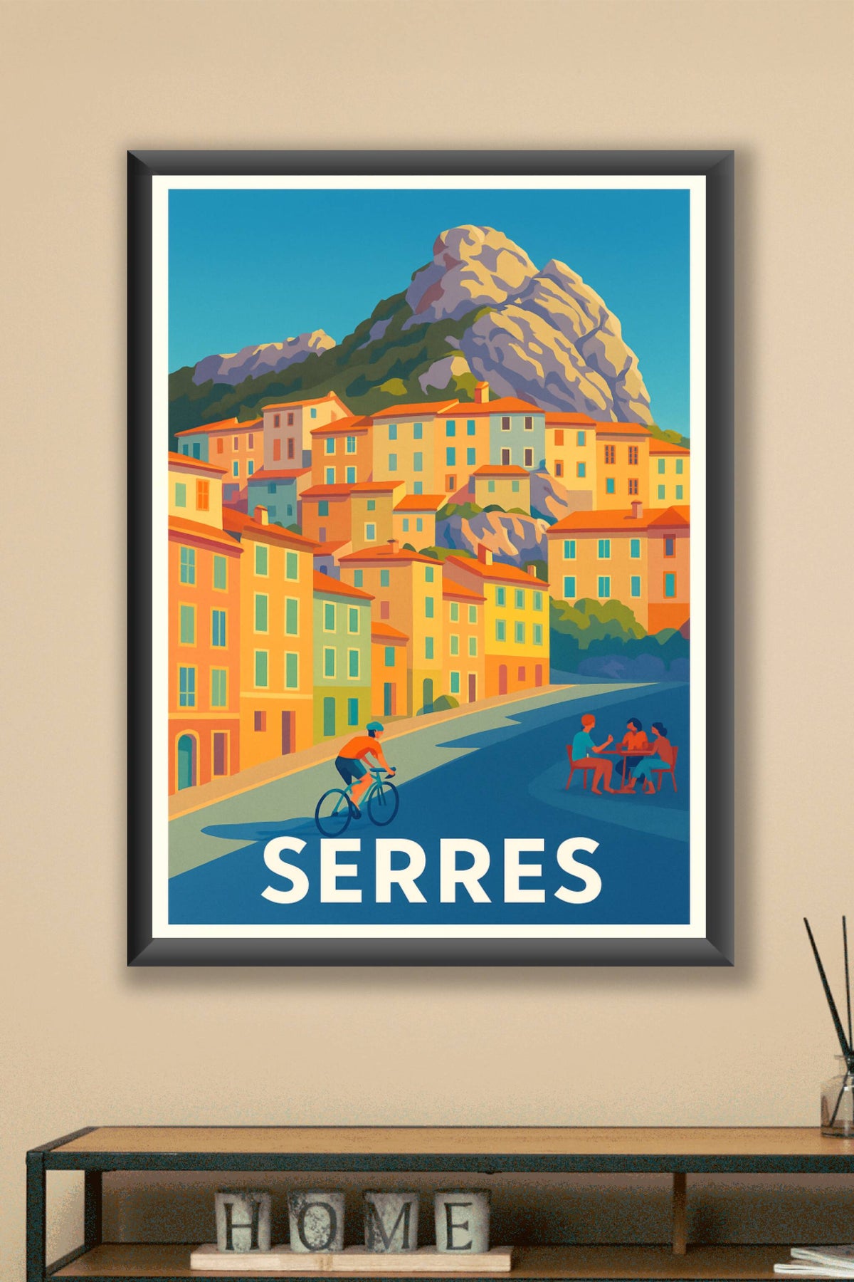 Affiche Serres — Charme lumineux au pied des montagnes · poster d'art de Serres