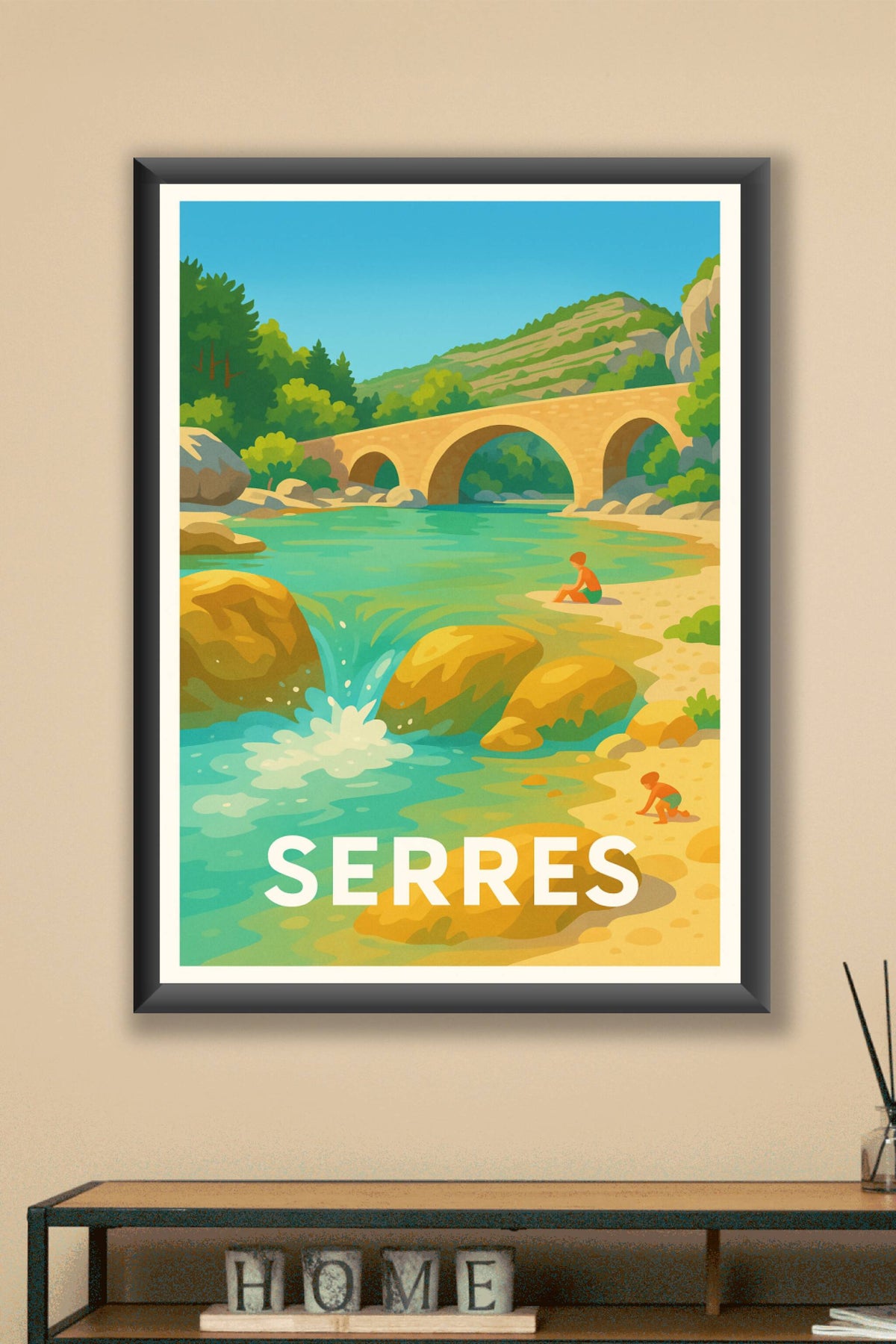 Affiche Serres — Tranquillité au fil de l’eau · poster d'art de Serres