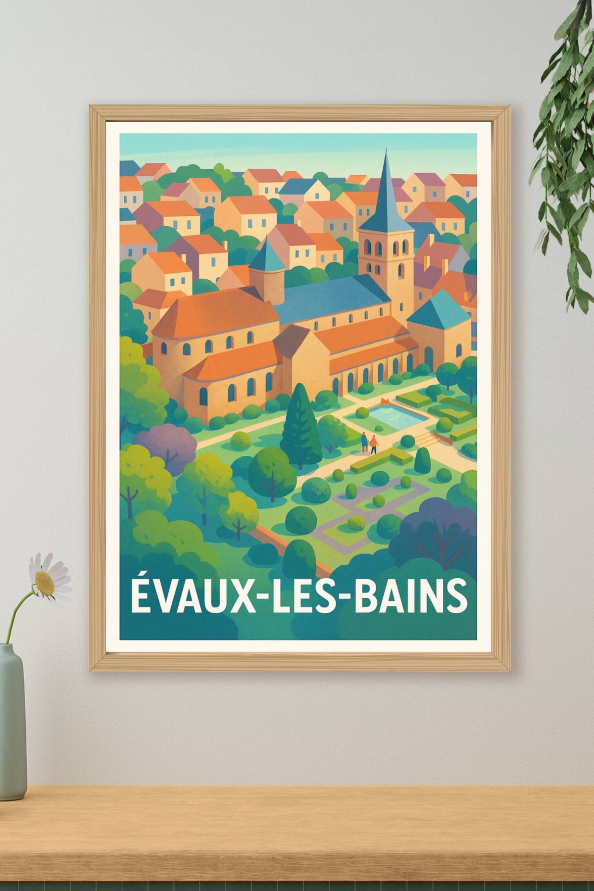 Affiche Évaux-les-Bains — Charme historique et nature apaisante · poster d'art de Évaux-les-Bains