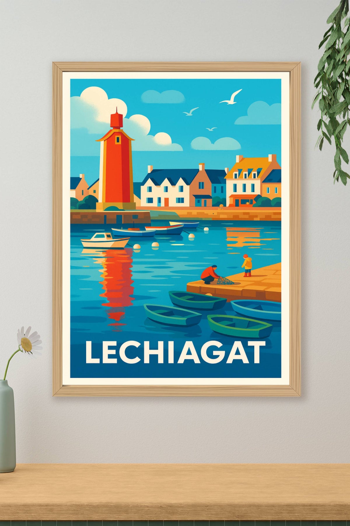 Affiche Lechiagat — Charme authentique du port breton · poster d'art de Lechiagat