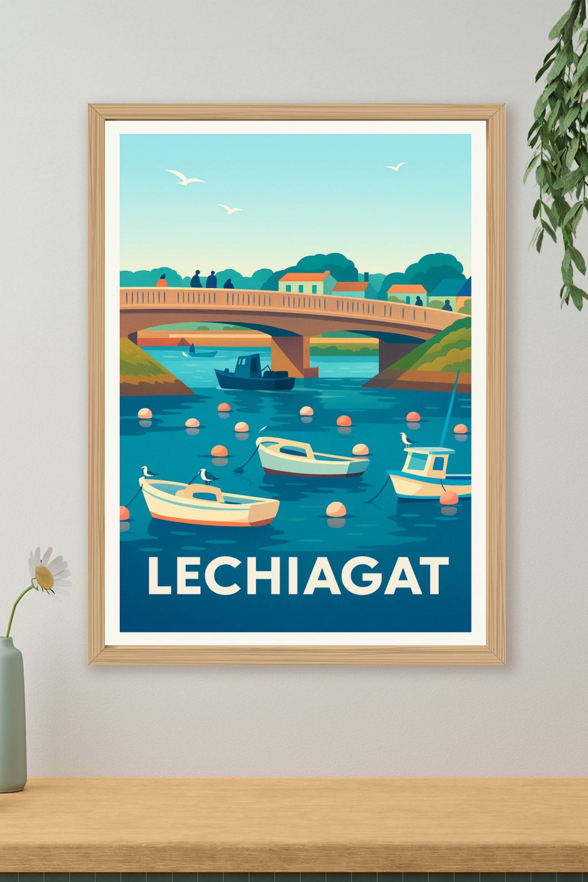 Affiche Lechiagat — Escapade paisible au bord de l'eau · poster d'art de Lechiagat