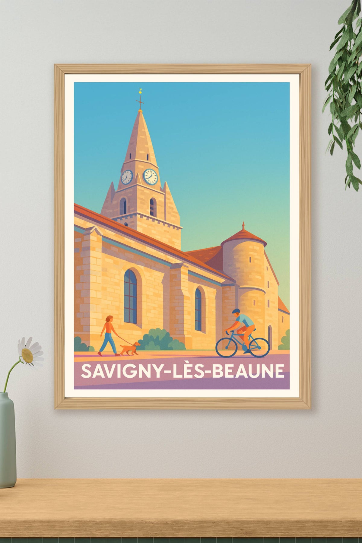 Affiche Savigny-lès-Beaune — Charme et douceur de vie en Bourgogne · poster d'art de Savigny-lès-Beaune