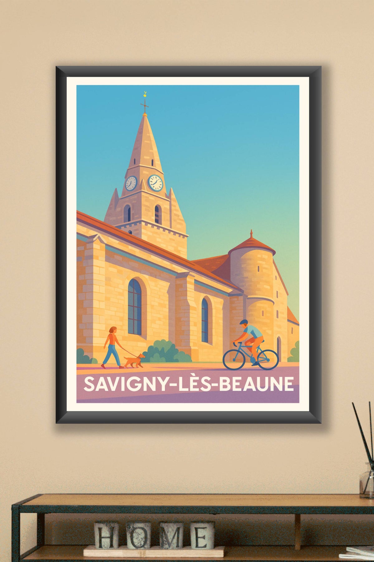 Affiche Savigny-lès-Beaune — Charme et douceur de vie en Bourgogne · poster d'art de Savigny-lès-Beaune