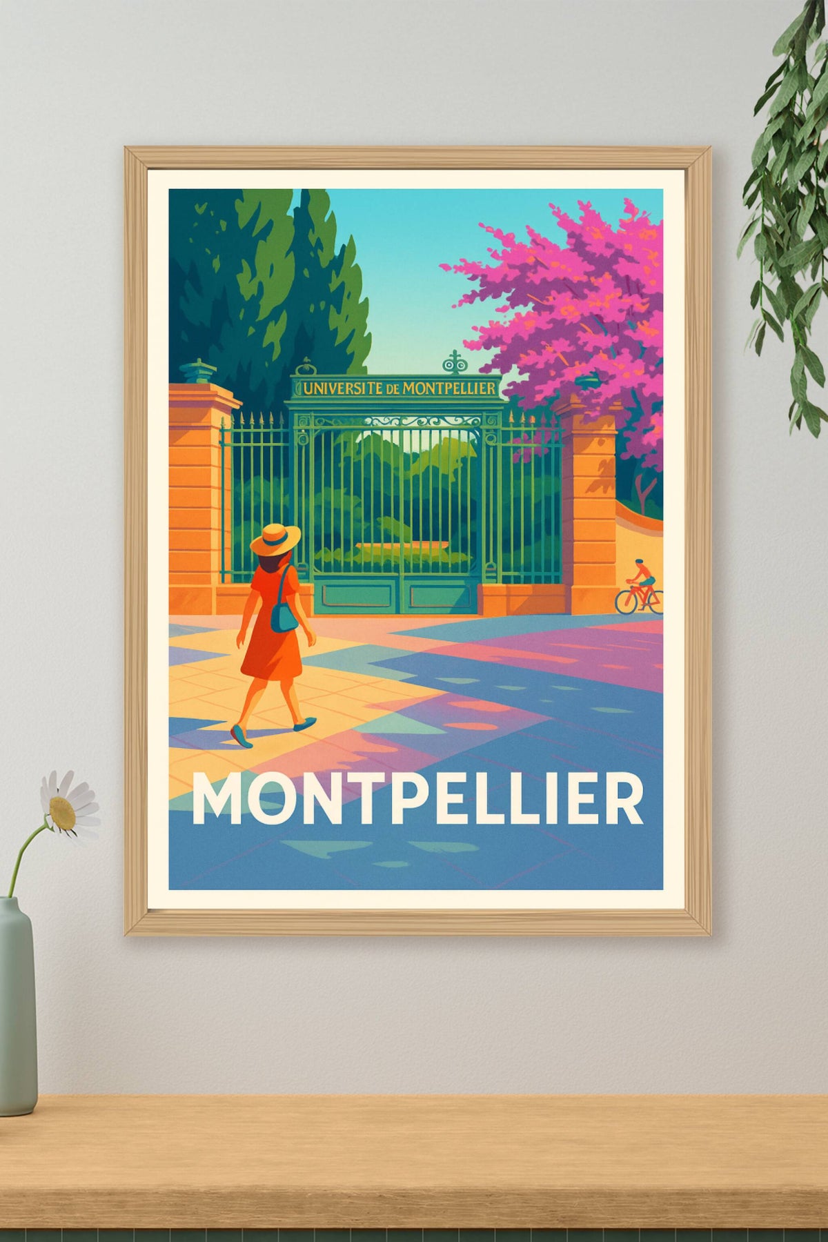 Affiche Montpellier — Évasion universitaire au cœur de la ville · poster d'art de Montpellier