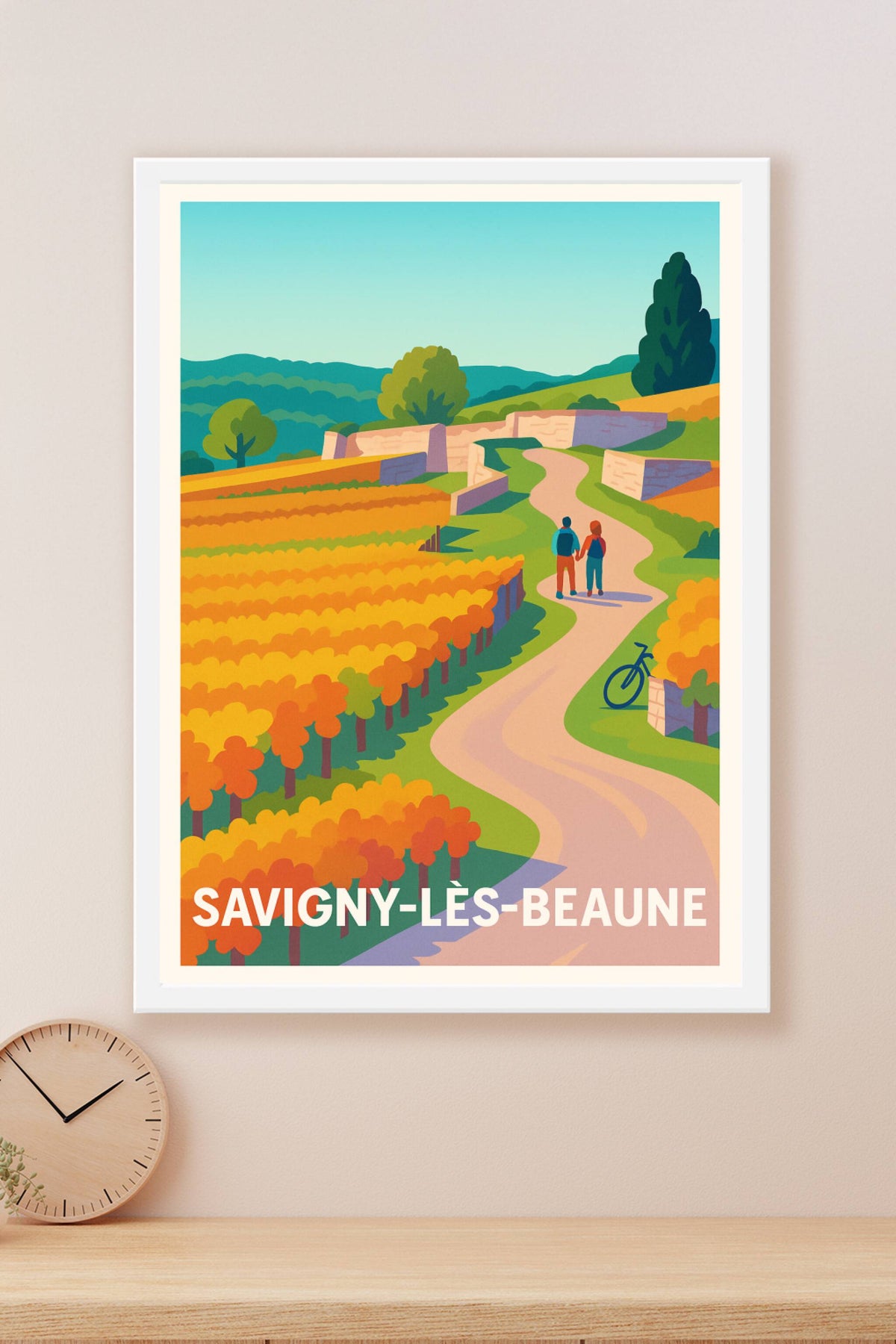 Affiche Savigny-lès-Beaune — Promenade en terres viticoles · poster d'art de Savigny-lès-Beaune