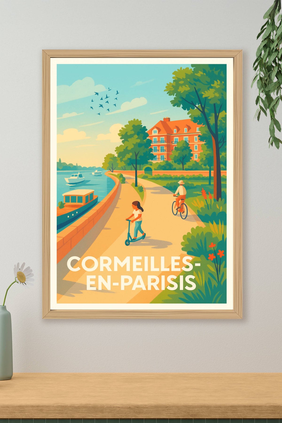 Affiche Cormeilles-en-Parisis — Balade en bord de Seine · poster d'art de Cormeilles-en-Parisis